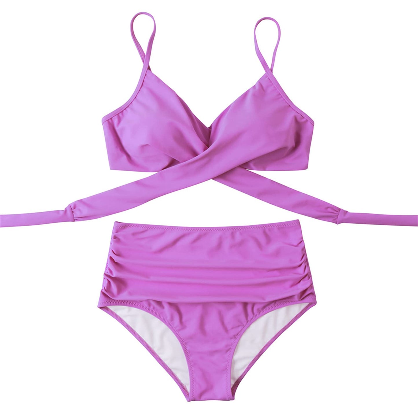 SUUKSESS Women Wrap Bikini Set Push Up High Waisted 2 Piece Swimsuits