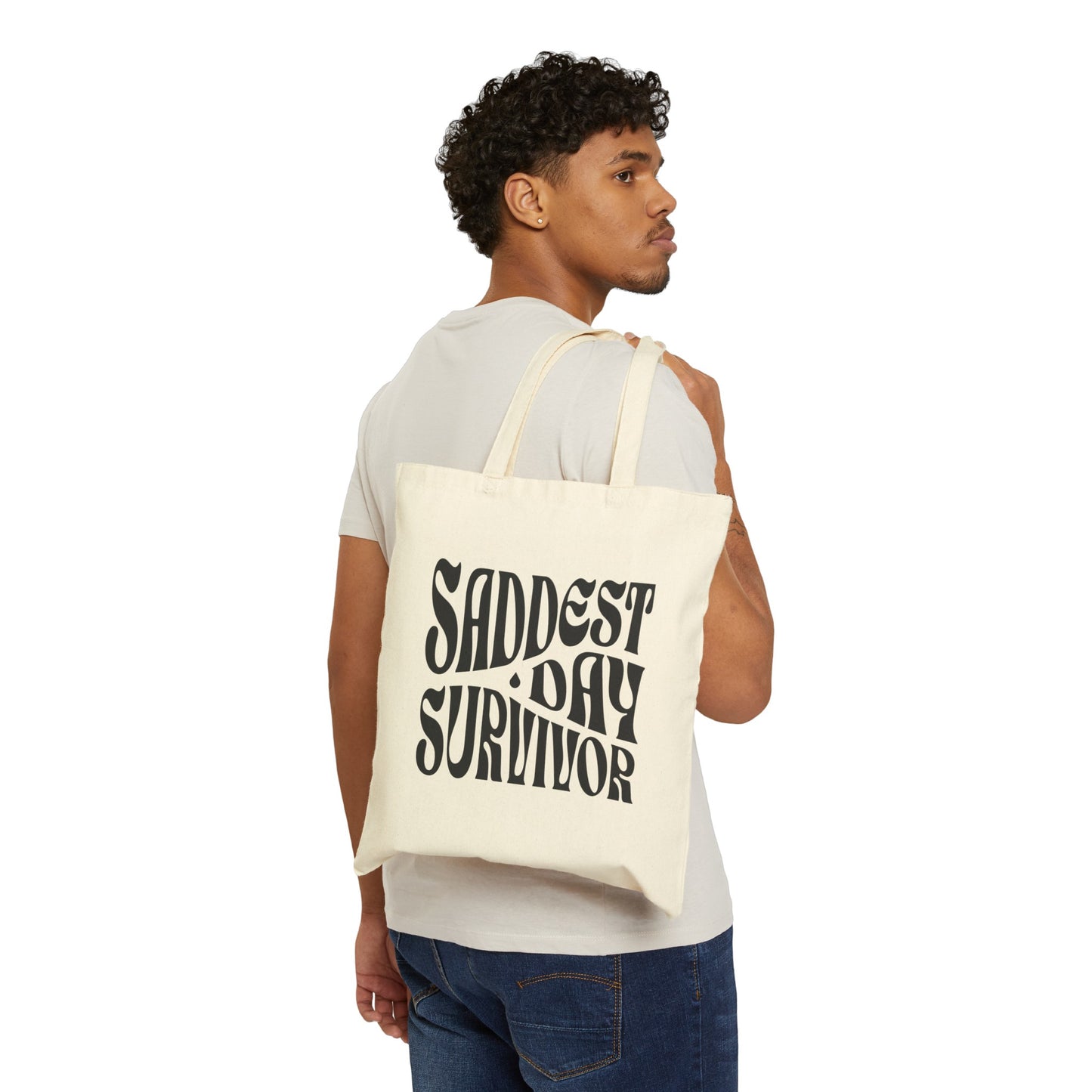 Saddest Day Survivor Cotton Canvas Tote Bag - Grief, Death, Love, Loss, Mourning