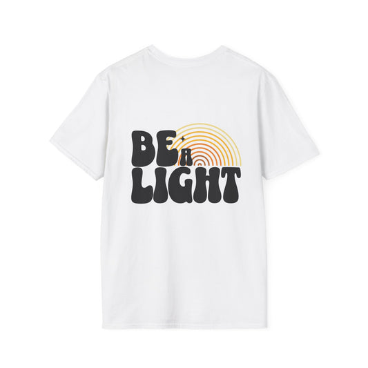 Be A Light - White Vintage Retro Inspired Rainbow Unisex Softstyle T-Shirt - Grief, Death, Loss, Love, Mourning, Hope