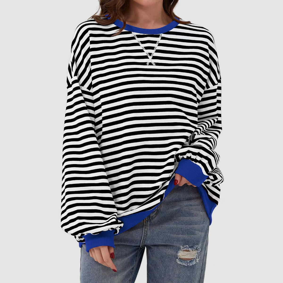 Striped Round Neck Long Sleeve T-Shirt