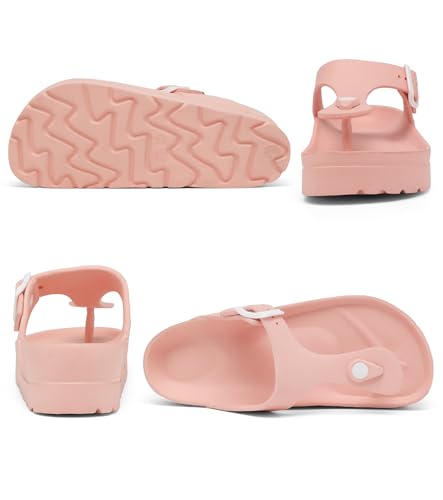 Womens Platform Sandals with Arch Support, Adjustable Buckle Beach Sandal Woman Comfort Lightweight Ultra Cushion EVA Slides