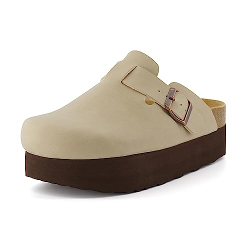 CUSHIONAIRE Women's Loom Cork Footbed Platform Clog with +Comfort, Wide Widths Available