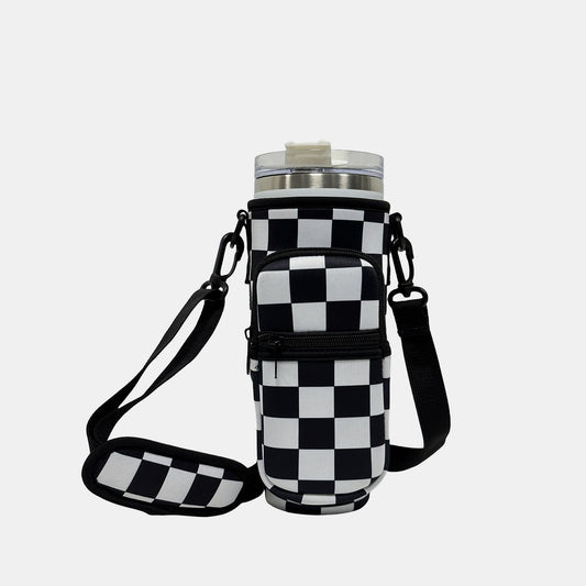 Printed Insulated Tumbler Cup Sleeve With Adjustable Shoulder Strap