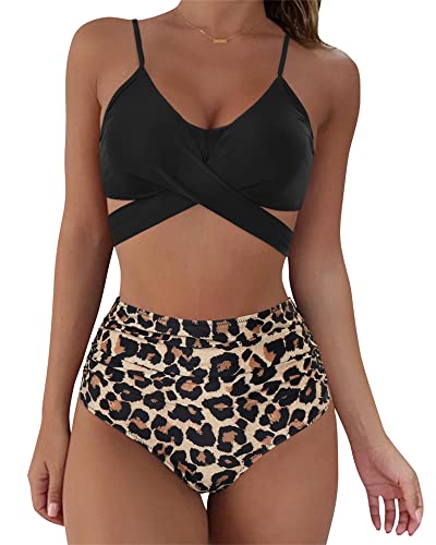 SUUKSESS Women Wrap Bikini Set Push Up High Waisted 2 Piece Swimsuits