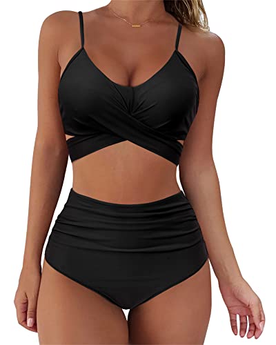 SUUKSESS Women Wrap Bikini Set Push Up High Waisted 2 Piece Swimsuits