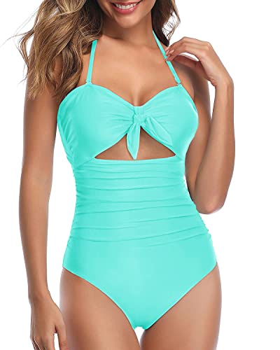 Tempt Me Women Sexy Cutout One Piece Swimsuits Tummy Control High Waisted Halter Front Tie Knot Bathing Suit