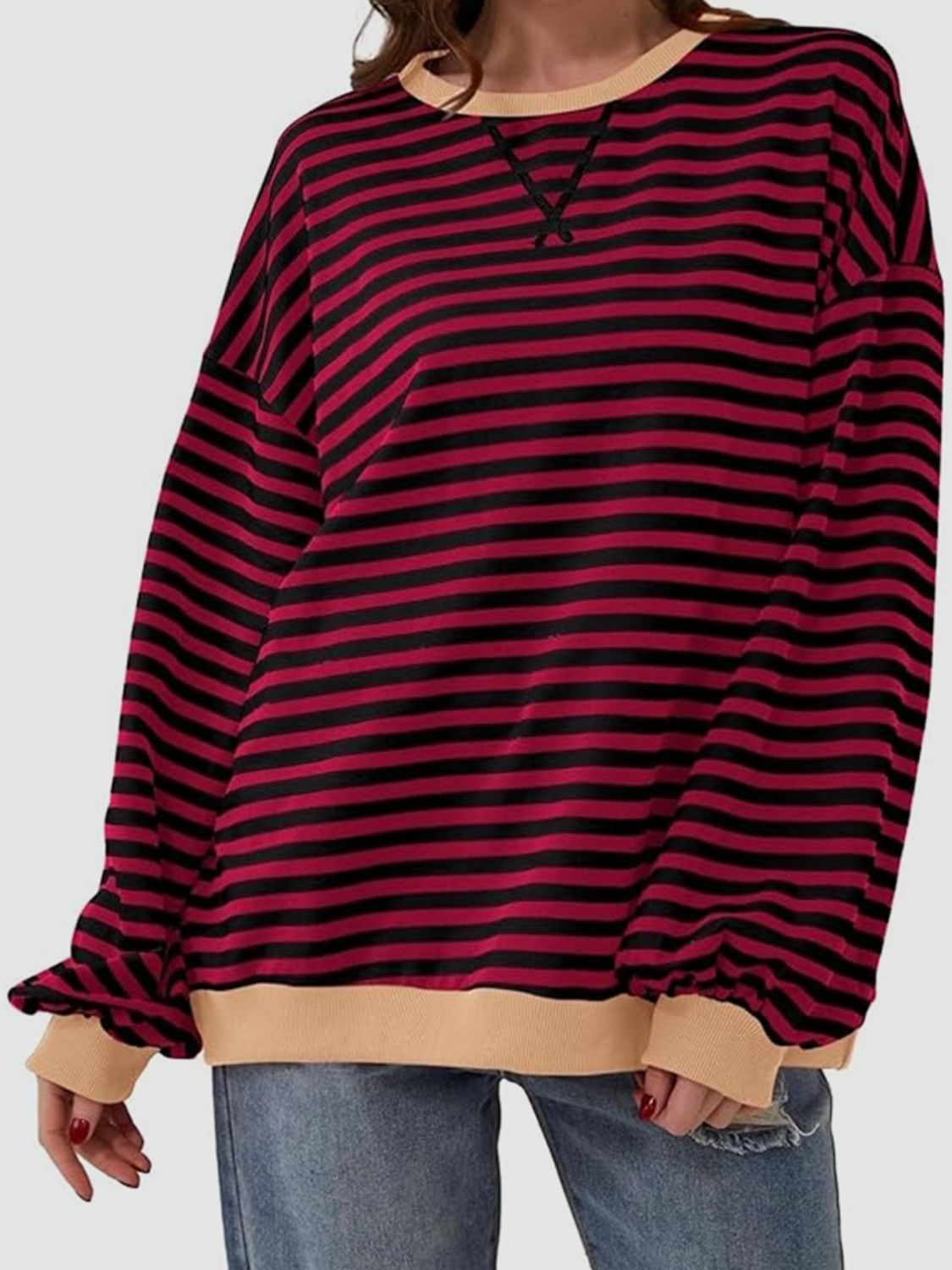 Striped Round Neck Long Sleeve T-Shirt