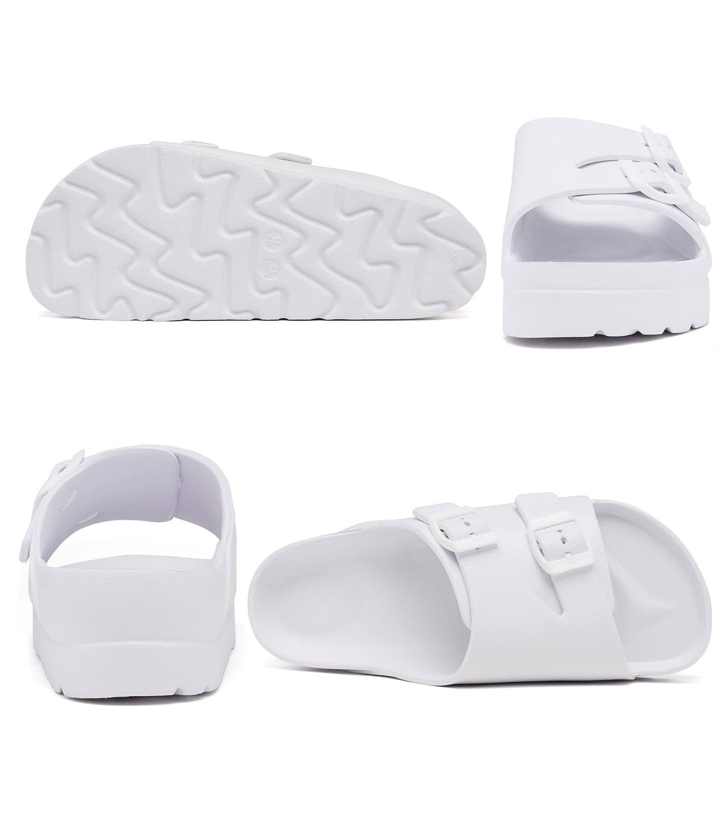 Womens Platform Sandals with Arch Support, Adjustable Buckle Beach Sandal Woman Comfort Lightweight Ultra Cushion EVA Slides