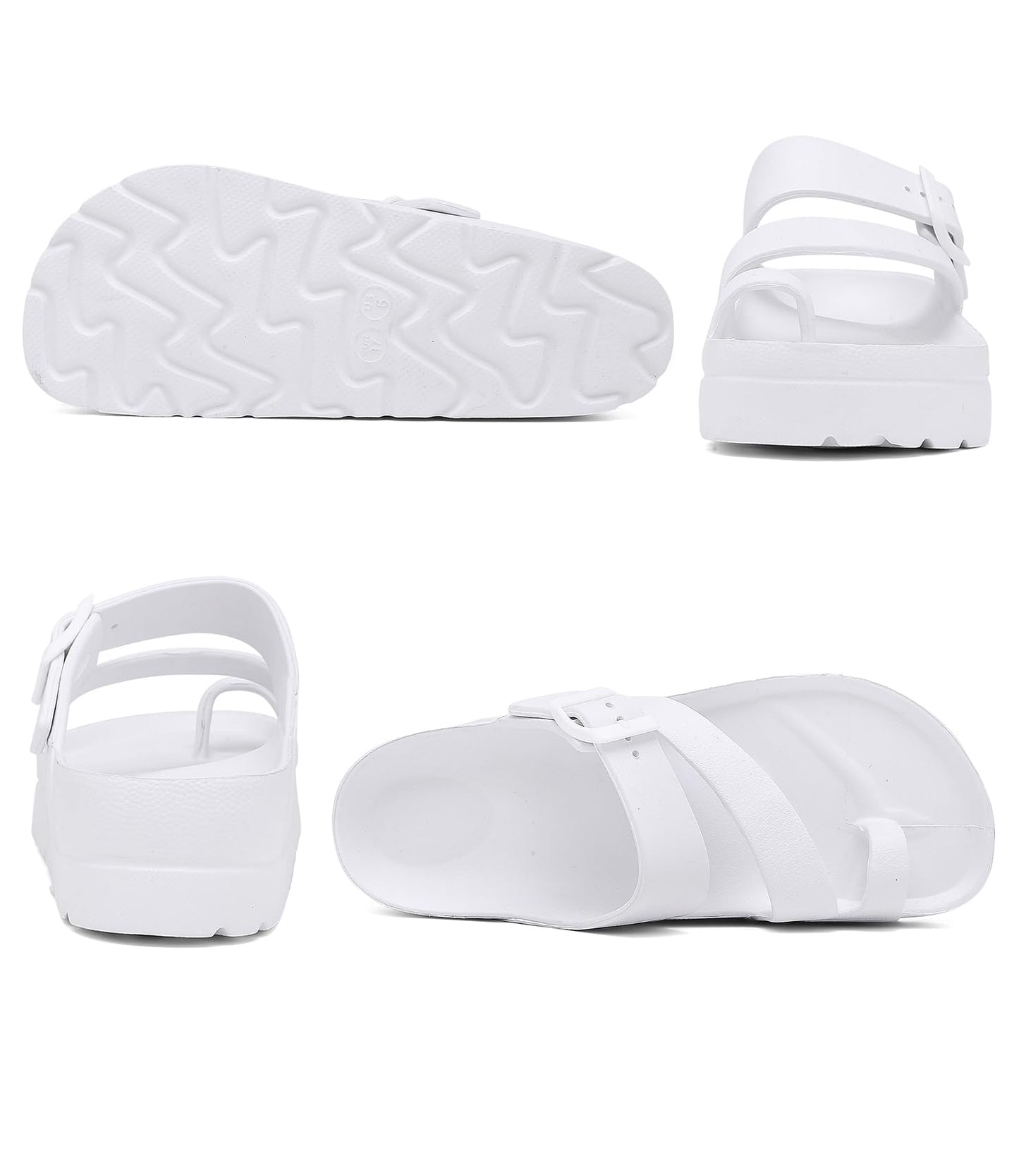 Womens Platform Sandals with Arch Support, Adjustable Buckle Beach Sandal Woman Comfort Lightweight Ultra Cushion EVA Slides