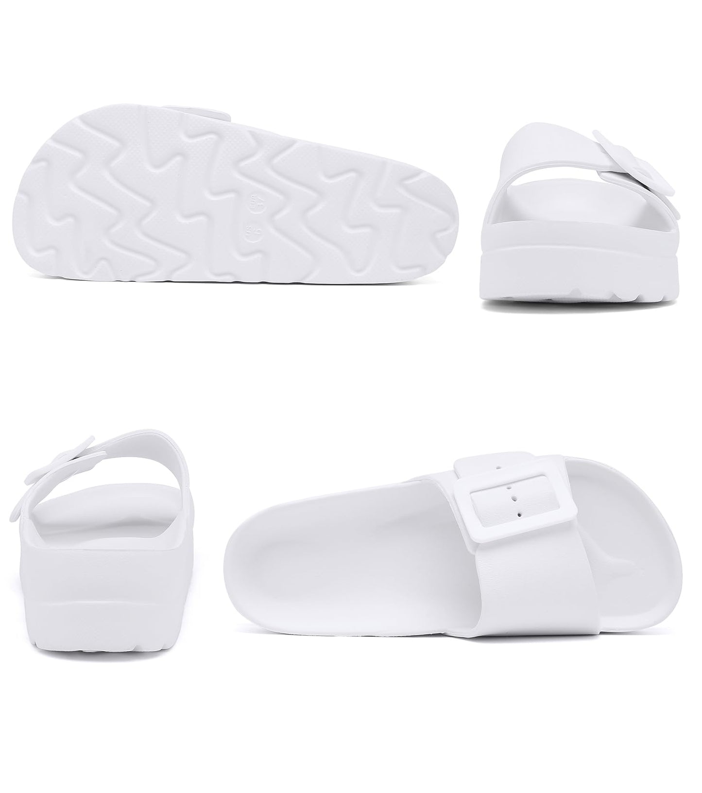 Womens Platform Sandals with Arch Support, Adjustable Buckle Beach Sandal Woman Comfort Lightweight Ultra Cushion EVA Slides