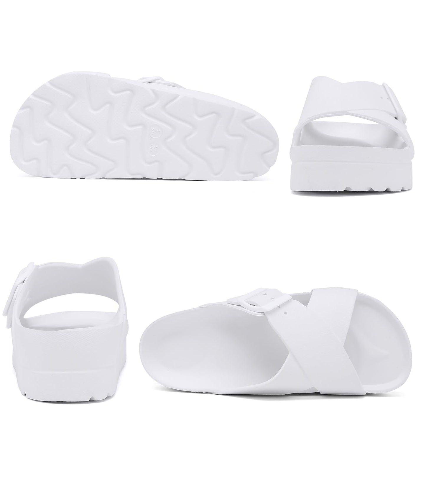 Womens Platform Sandals with Arch Support, Adjustable Buckle Beach Sandal Woman Comfort Lightweight Ultra Cushion EVA Slides