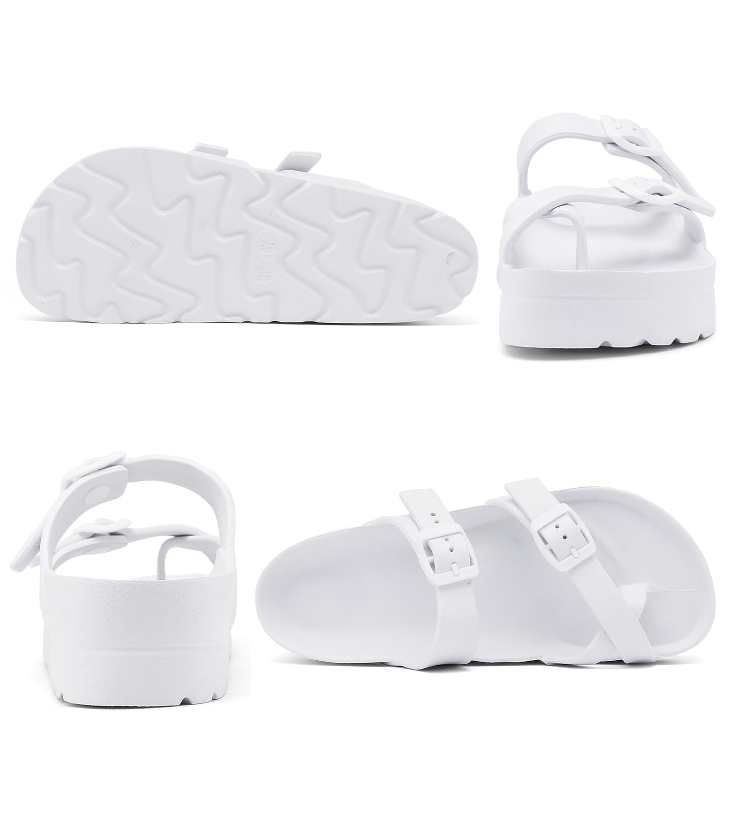 Womens Platform Sandals with Arch Support, Adjustable Buckle Beach Sandal Woman Comfort Lightweight Ultra Cushion EVA Slides