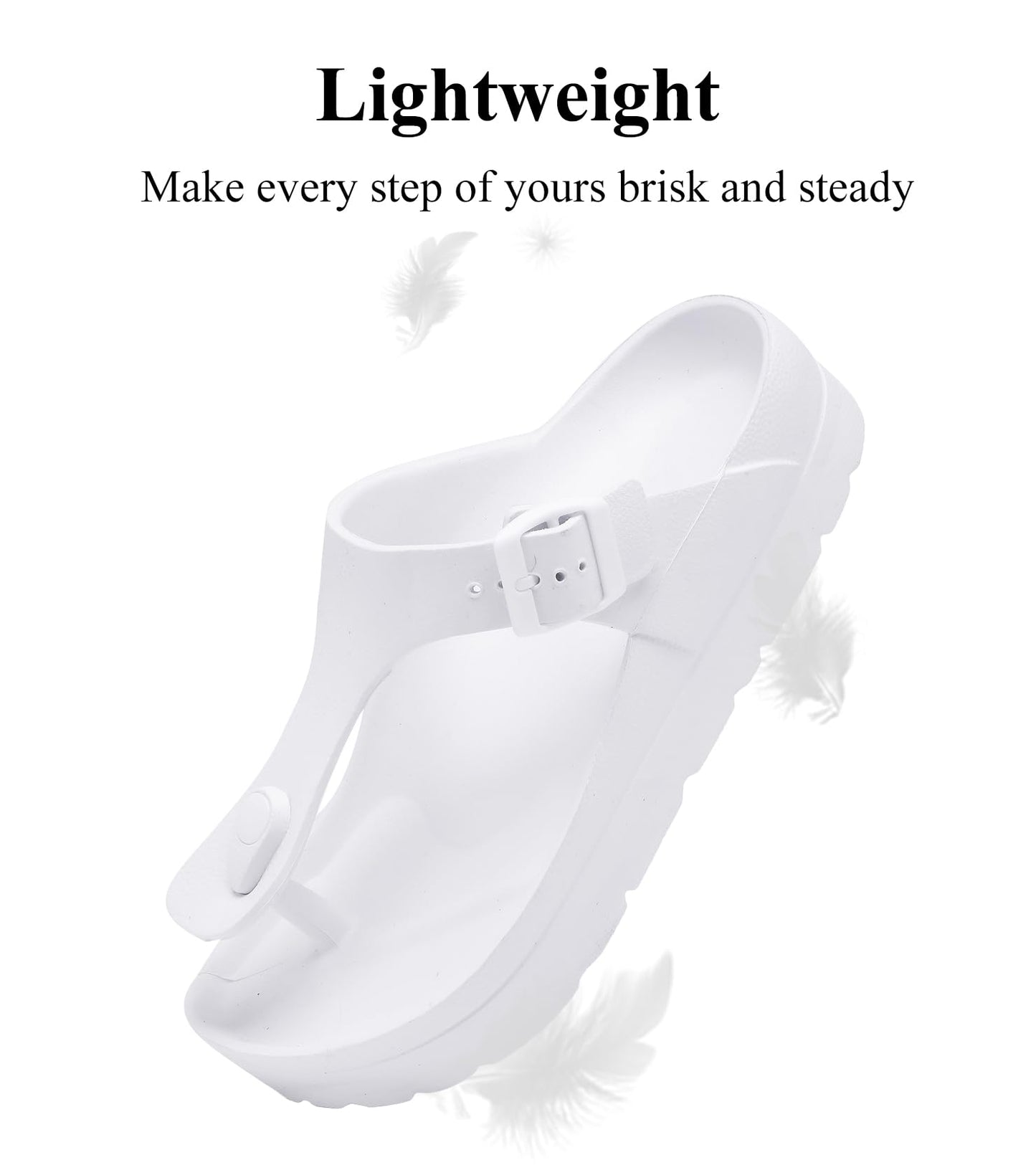 Womens Platform Sandals with Arch Support, Adjustable Buckle Beach Sandal Woman Comfort Lightweight Ultra Cushion EVA Slides