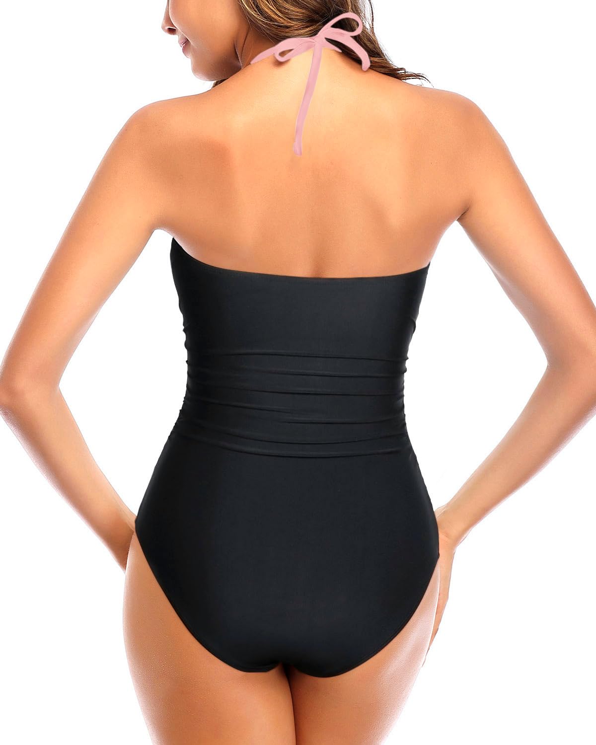 Tempt Me Women Sexy Cutout One Piece Swimsuits Tummy Control High Waisted Halter Front Tie Knot Bathing Suit