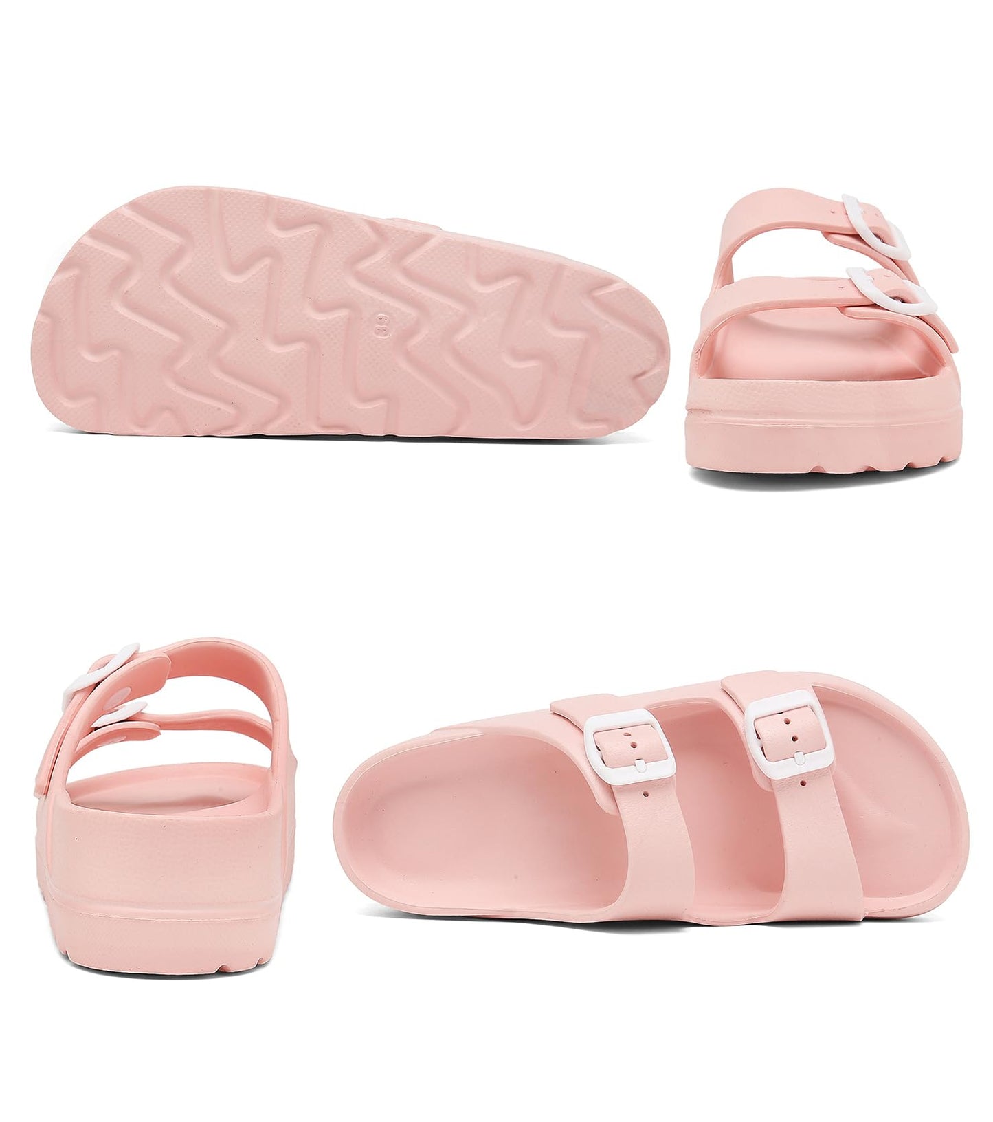 Womens Platform Sandals with Arch Support, Adjustable Buckle Beach Sandal Woman Comfort Lightweight Ultra Cushion EVA Slides