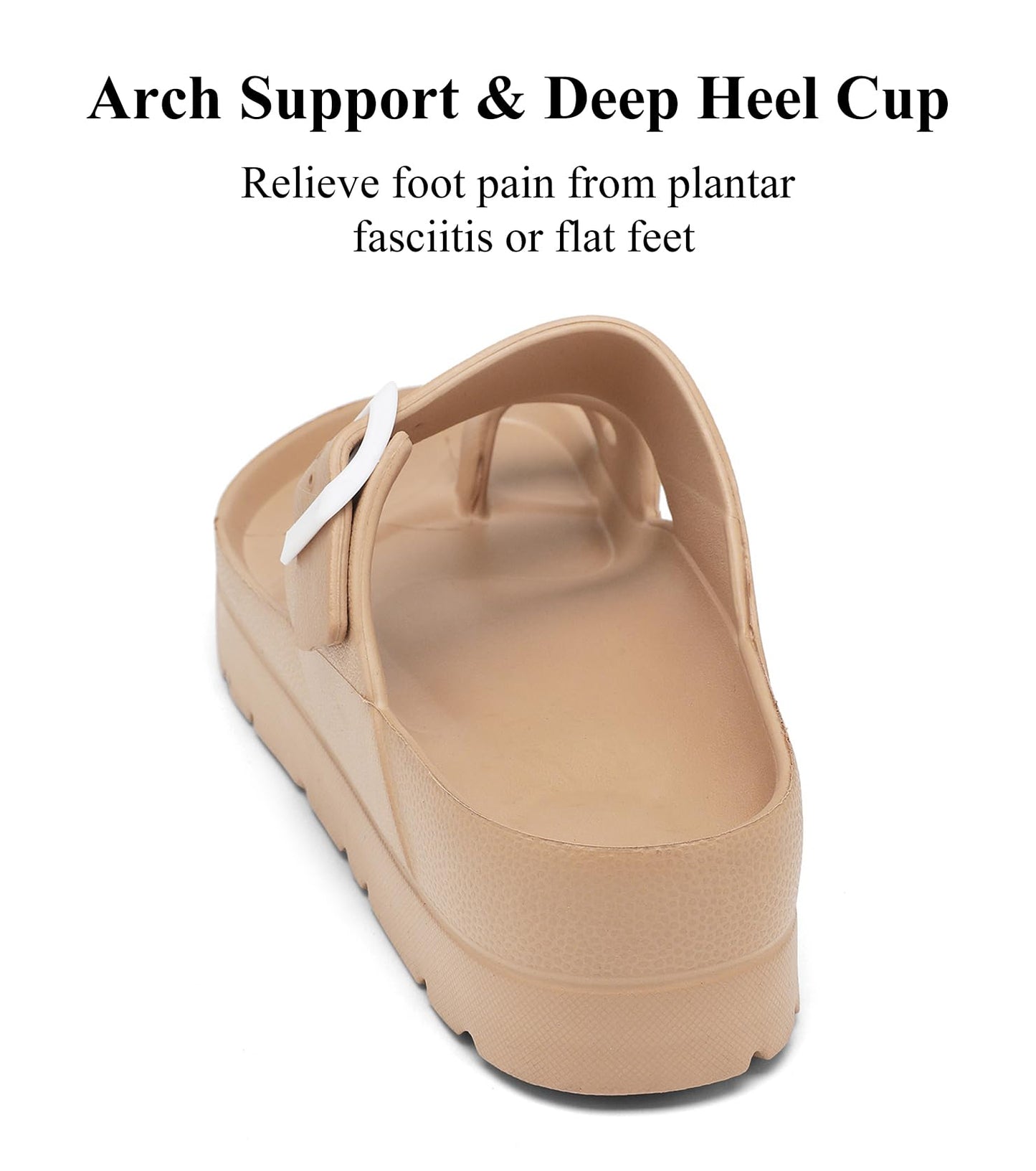 Womens Platform Sandals with Arch Support, Adjustable Buckle Beach Sandal Woman Comfort Lightweight Ultra Cushion EVA Slides