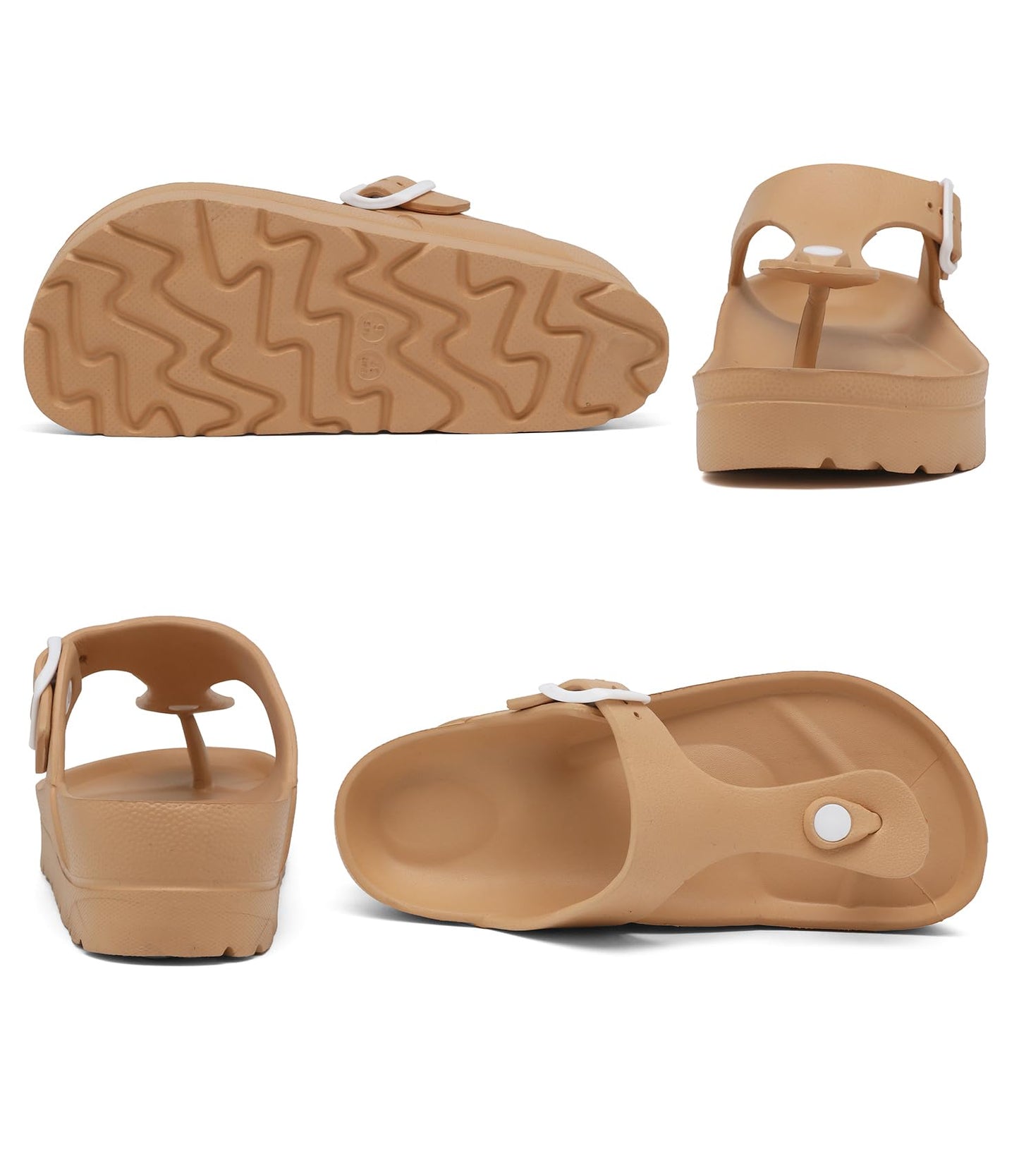 Womens Platform Sandals with Arch Support, Adjustable Buckle Beach Sandal Woman Comfort Lightweight Ultra Cushion EVA Slides