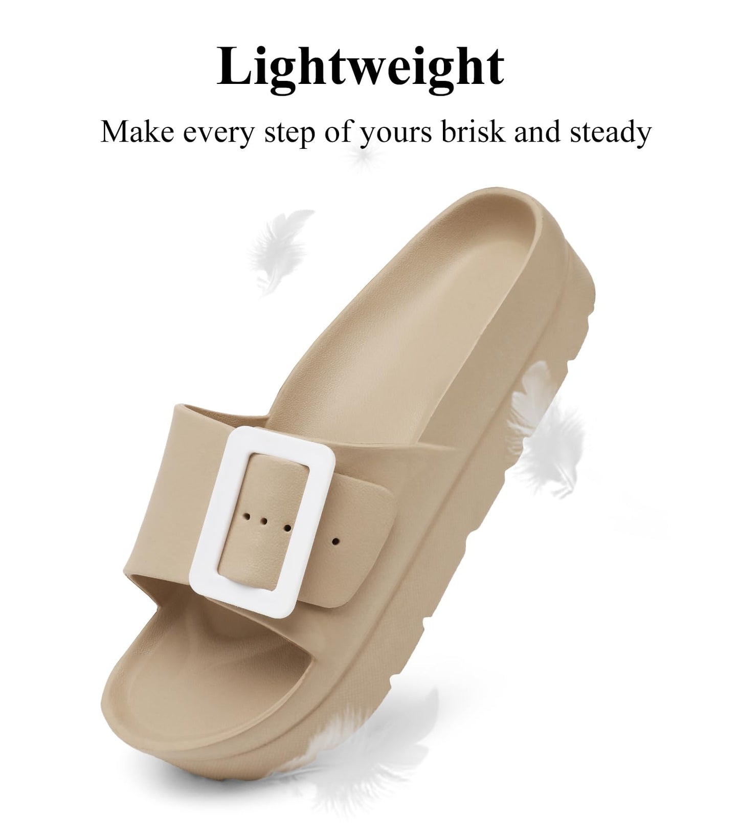 Womens Platform Sandals with Arch Support, Adjustable Buckle Beach Sandal Woman Comfort Lightweight Ultra Cushion EVA Slides