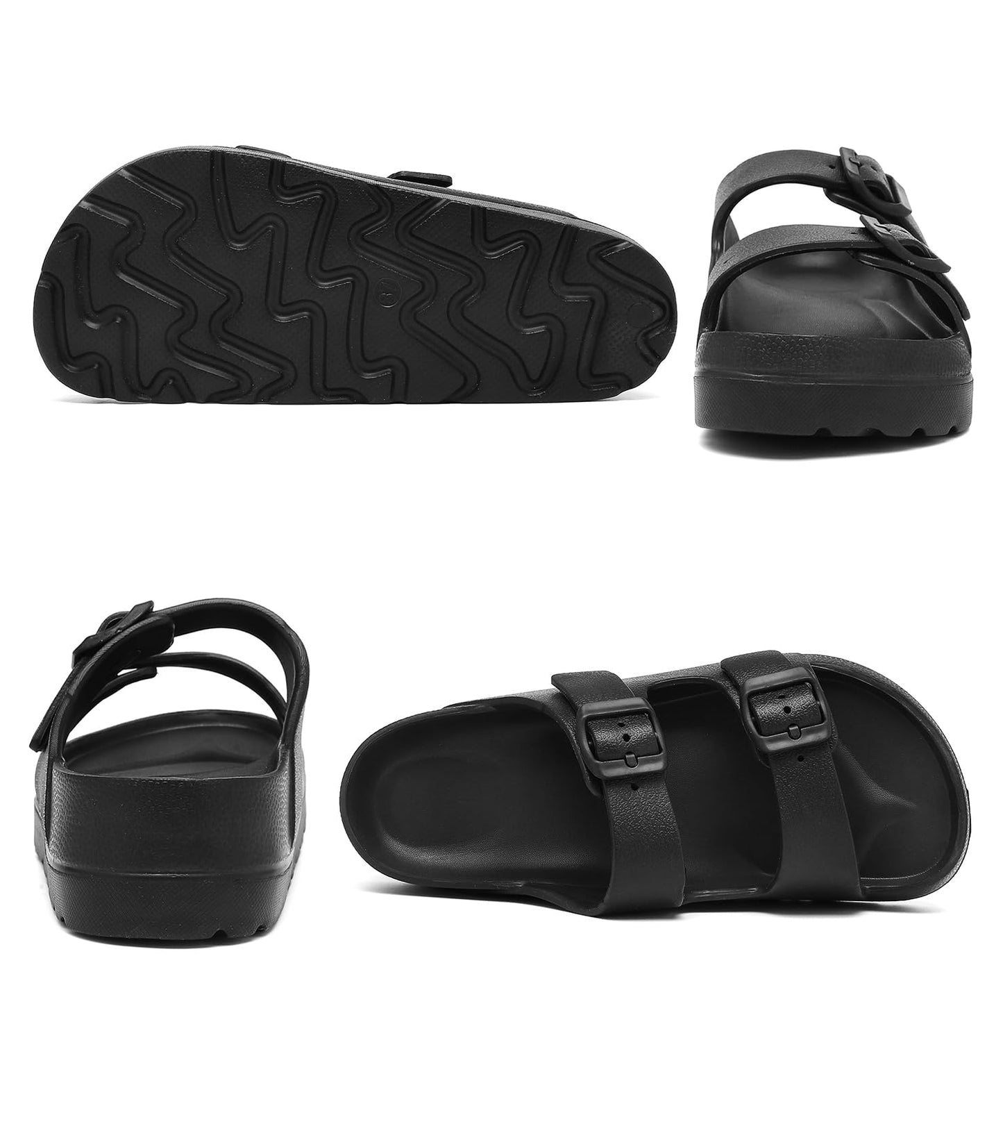 Womens Platform Sandals with Arch Support, Adjustable Buckle Beach Sandal Woman Comfort Lightweight Ultra Cushion EVA Slides