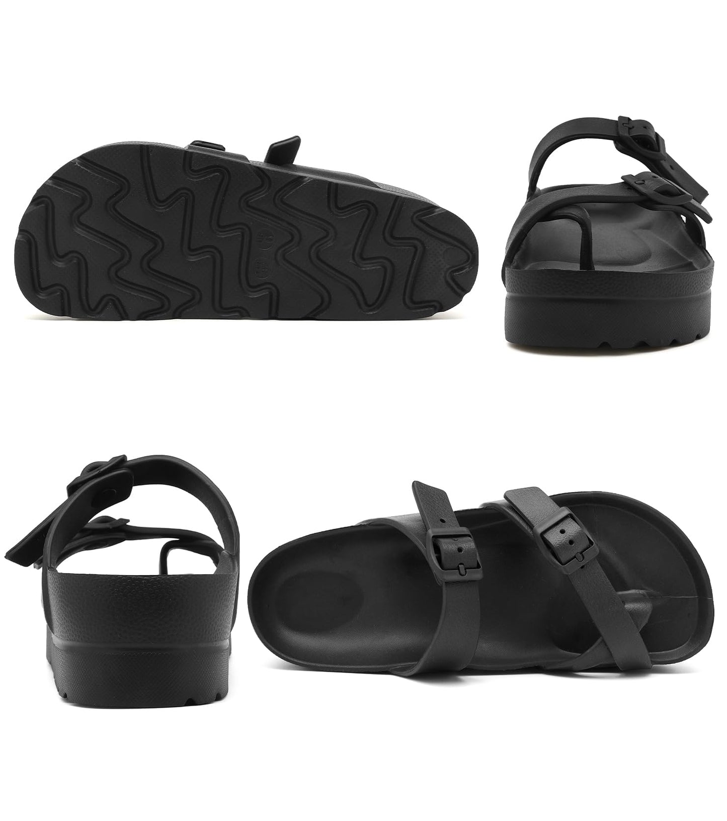 Womens Platform Sandals with Arch Support, Adjustable Buckle Beach Sandal Woman Comfort Lightweight Ultra Cushion EVA Slides