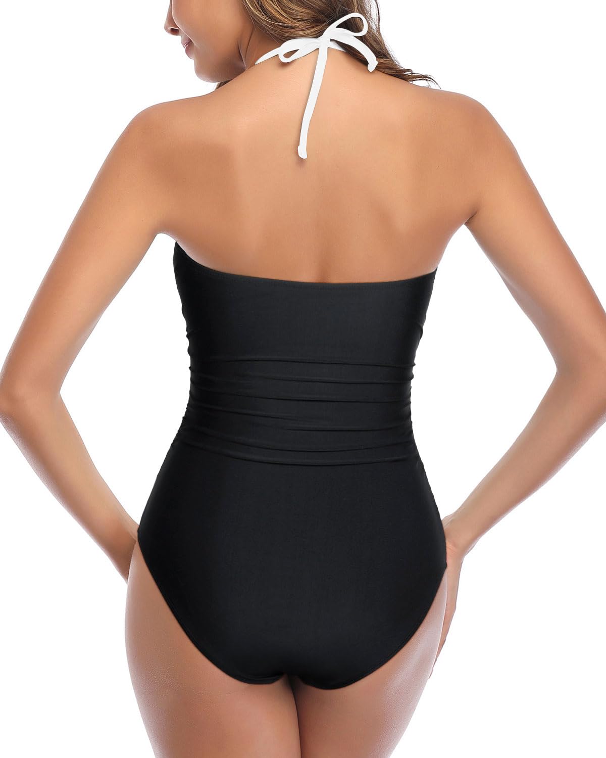 Tempt Me Women Sexy Cutout One Piece Swimsuits Tummy Control High Waisted Halter Front Tie Knot Bathing Suit