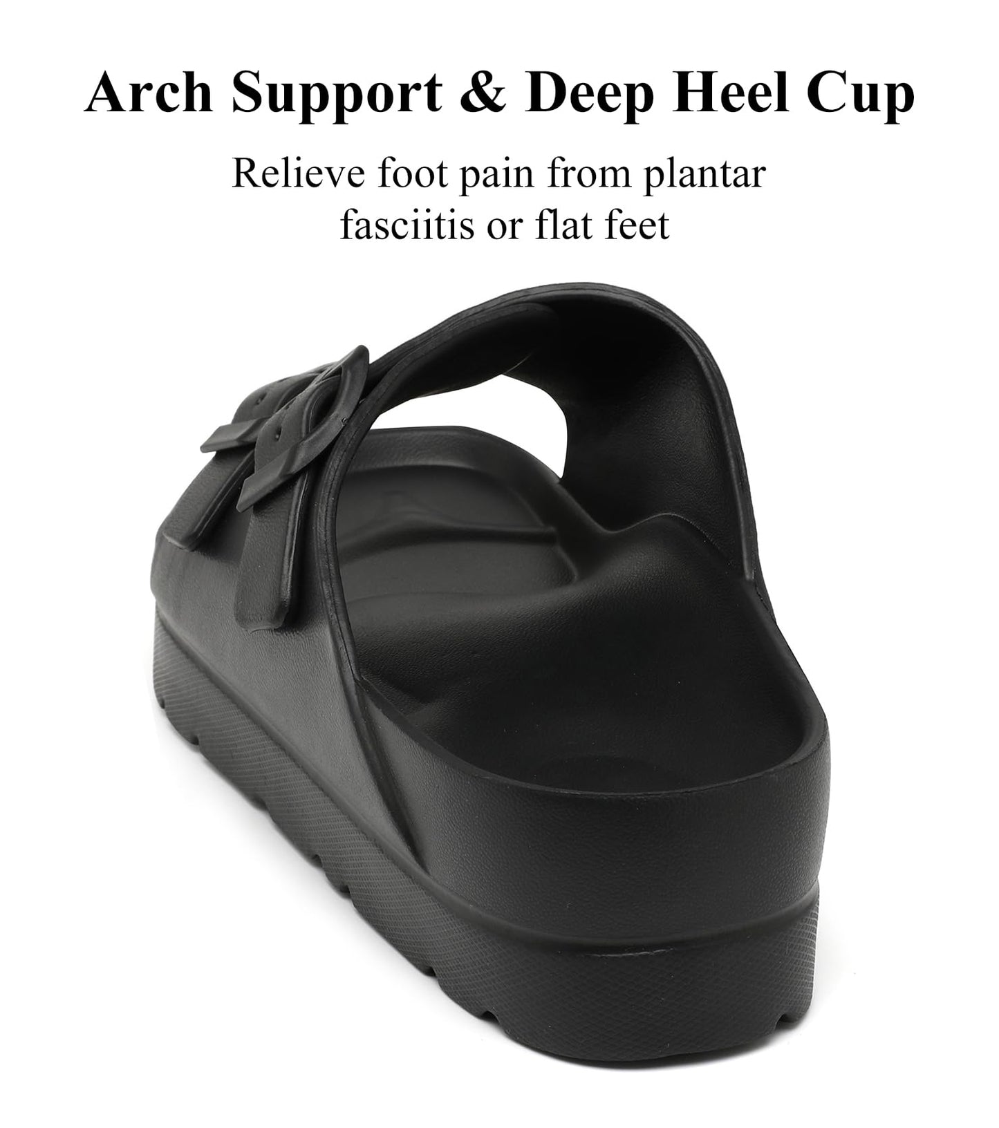 Womens Platform Sandals with Arch Support, Adjustable Buckle Beach Sandal Woman Comfort Lightweight Ultra Cushion EVA Slides