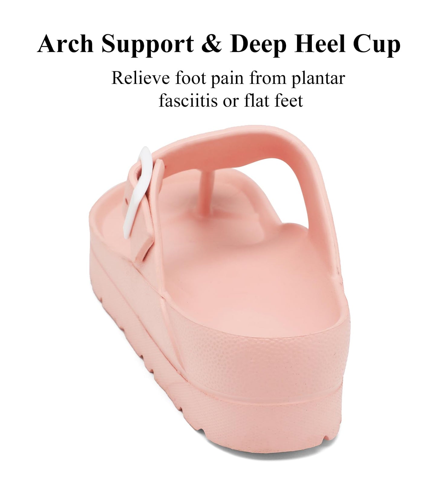 Womens Platform Sandals with Arch Support, Adjustable Buckle Beach Sandal Woman Comfort Lightweight Ultra Cushion EVA Slides