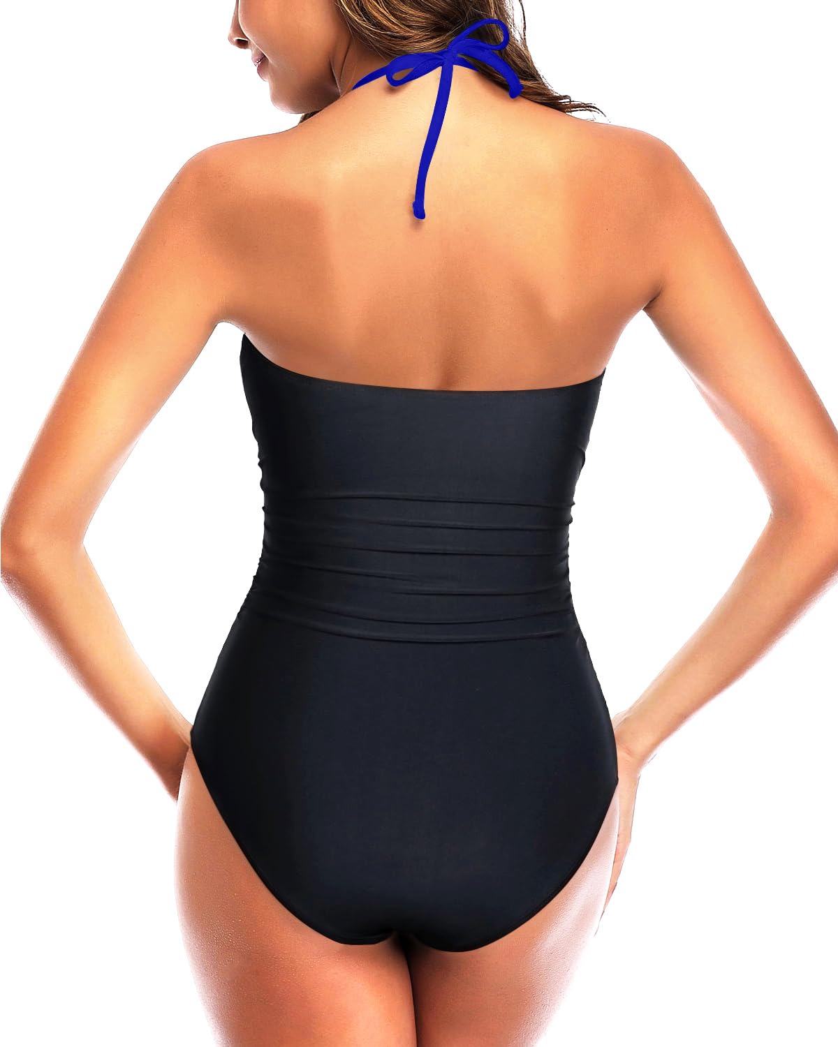 Tempt Me Women Sexy Cutout One Piece Swimsuits Tummy Control High Waisted Halter Front Tie Knot Bathing Suit