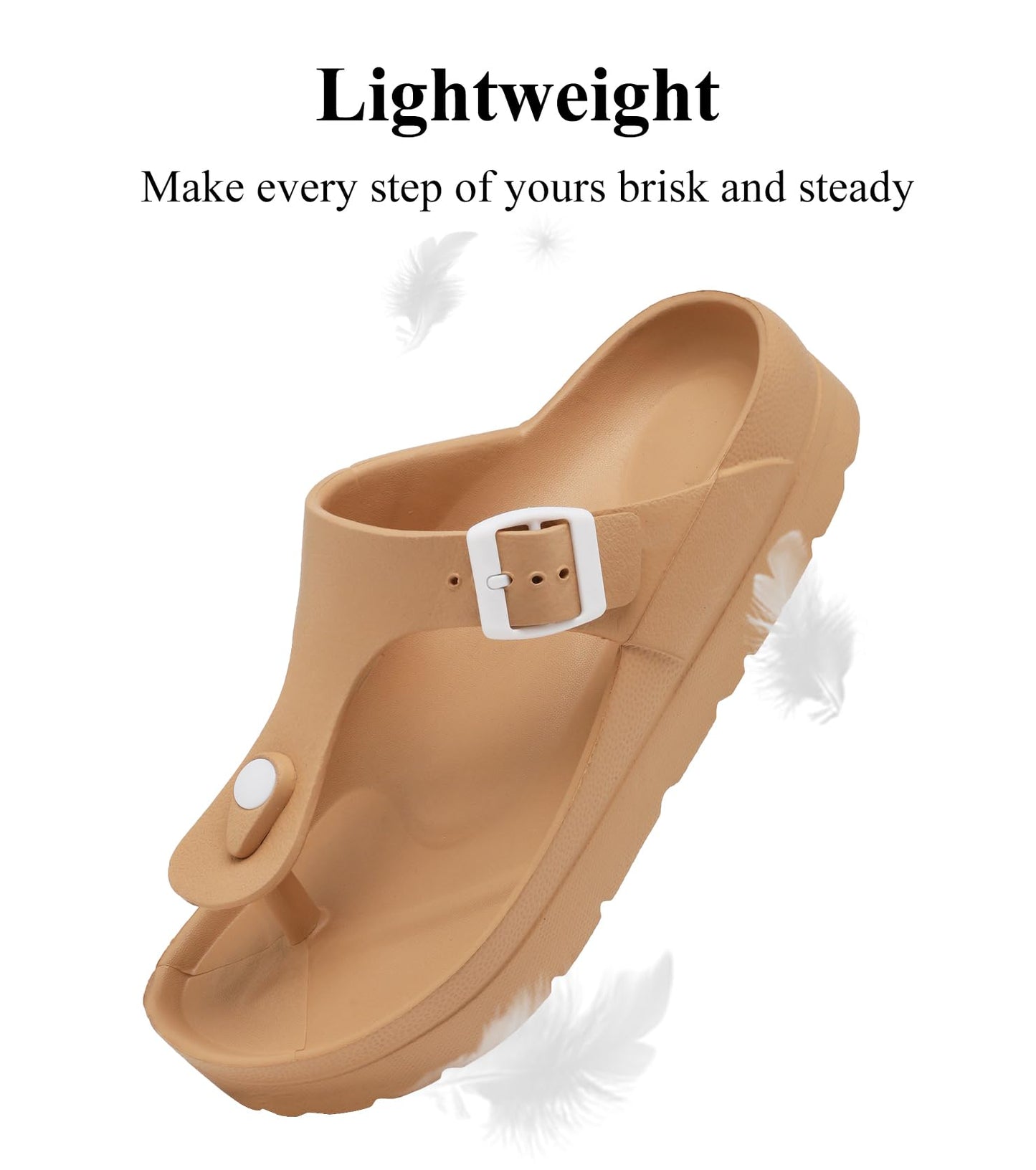 Womens Platform Sandals with Arch Support, Adjustable Buckle Beach Sandal Woman Comfort Lightweight Ultra Cushion EVA Slides