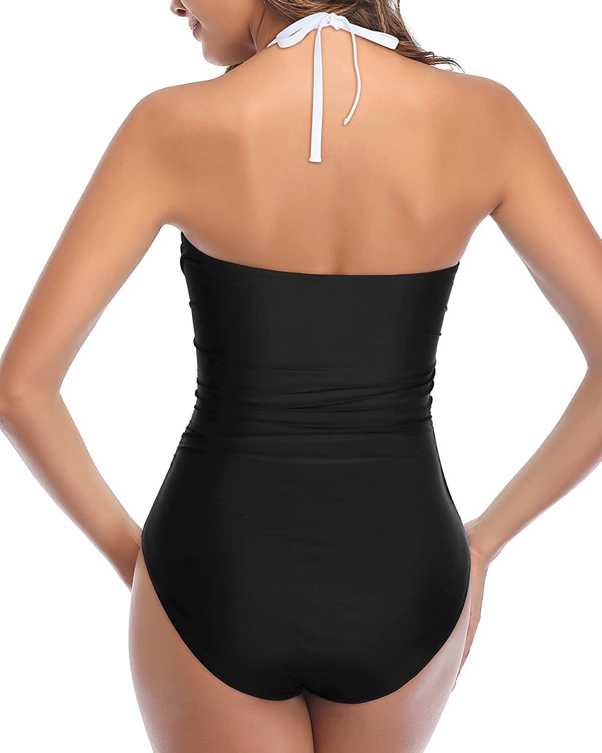 Tempt Me Women Sexy Cutout One Piece Swimsuits Tummy Control High Waisted Halter Front Tie Knot Bathing Suit