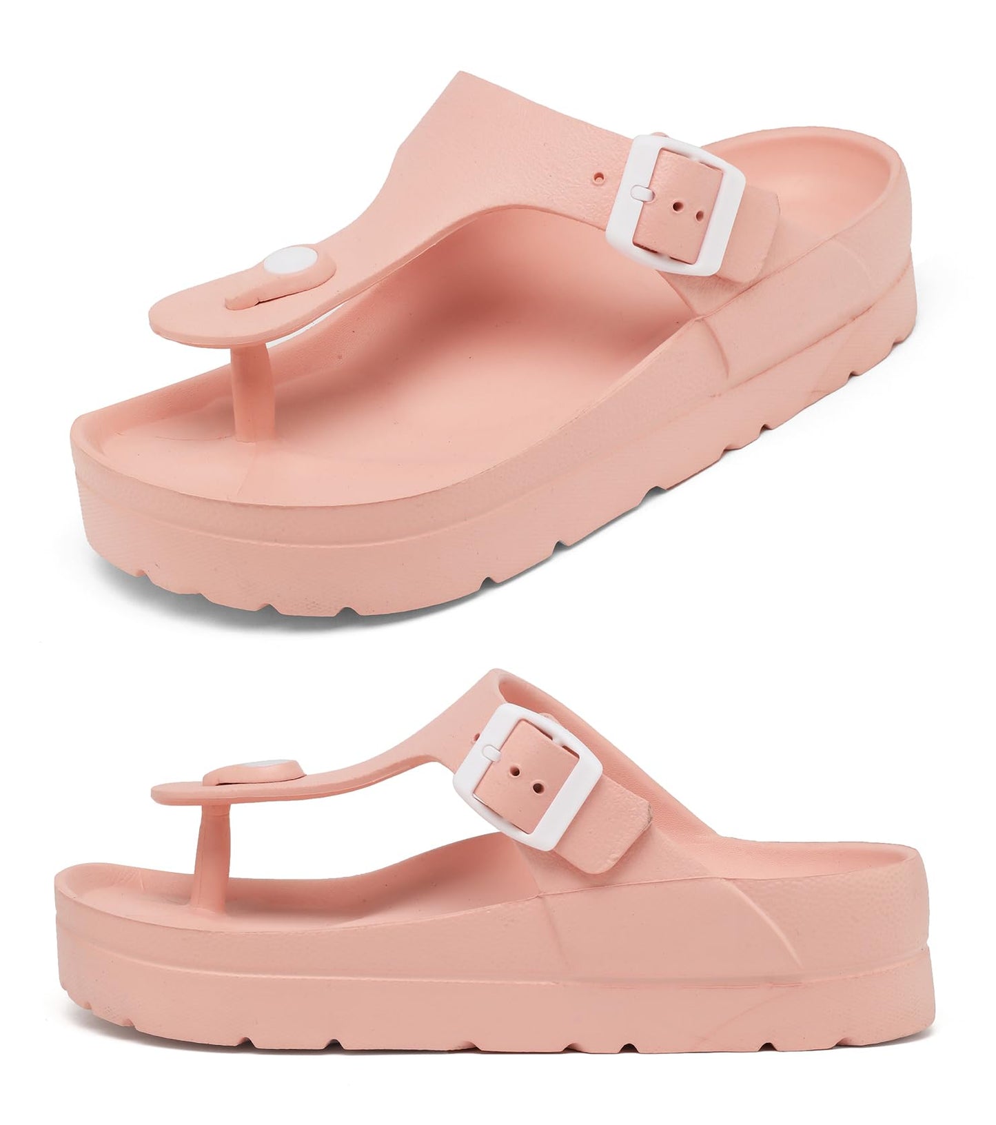 Womens Platform Sandals with Arch Support, Adjustable Buckle Beach Sandal Woman Comfort Lightweight Ultra Cushion EVA Slides