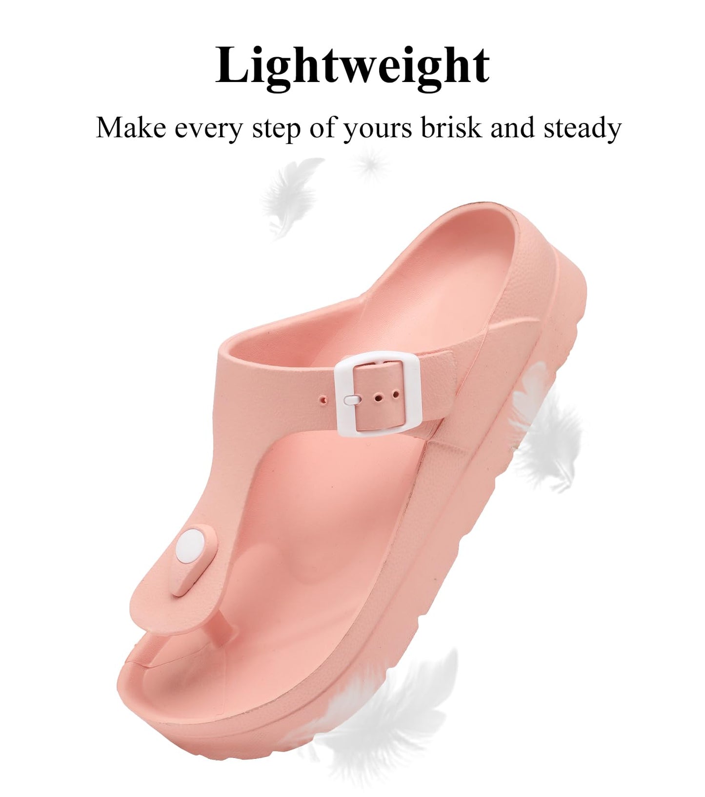 Womens Platform Sandals with Arch Support, Adjustable Buckle Beach Sandal Woman Comfort Lightweight Ultra Cushion EVA Slides