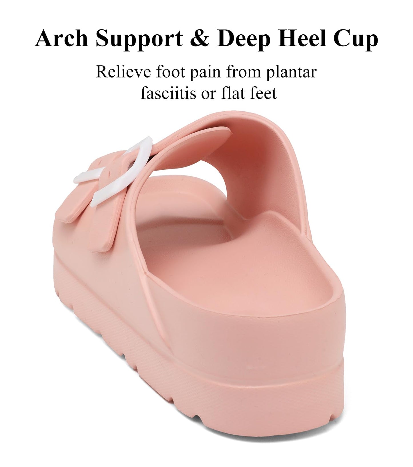 Womens Platform Sandals with Arch Support, Adjustable Buckle Beach Sandal Woman Comfort Lightweight Ultra Cushion EVA Slides