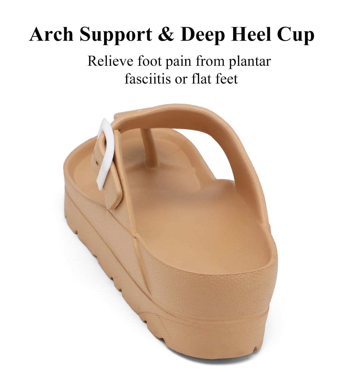 Womens Platform Sandals with Arch Support, Adjustable Buckle Beach Sandal Woman Comfort Lightweight Ultra Cushion EVA Slides