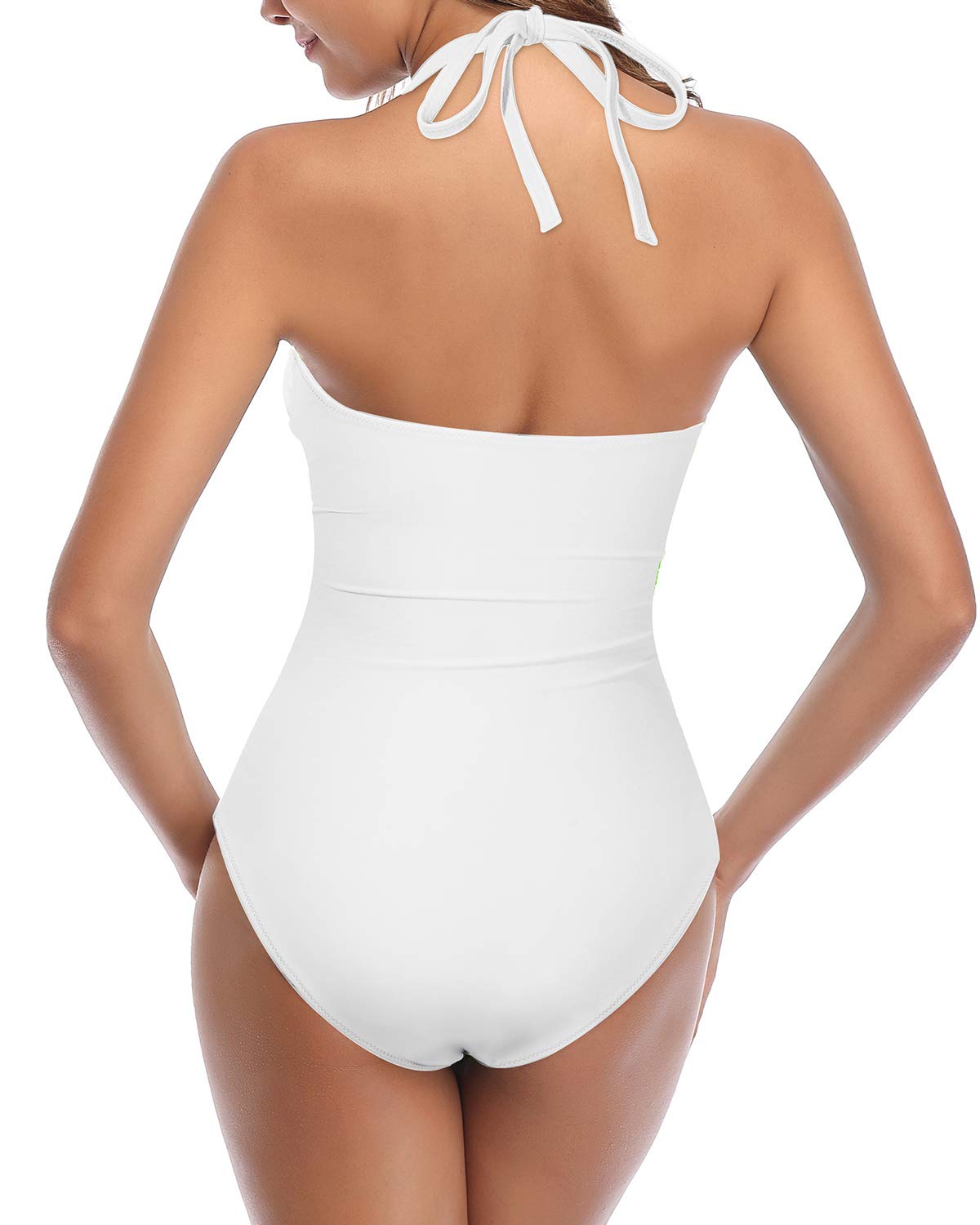 Tempt Me Women Sexy Cutout One Piece Swimsuits Tummy Control High Waisted Halter Front Tie Knot Bathing Suit