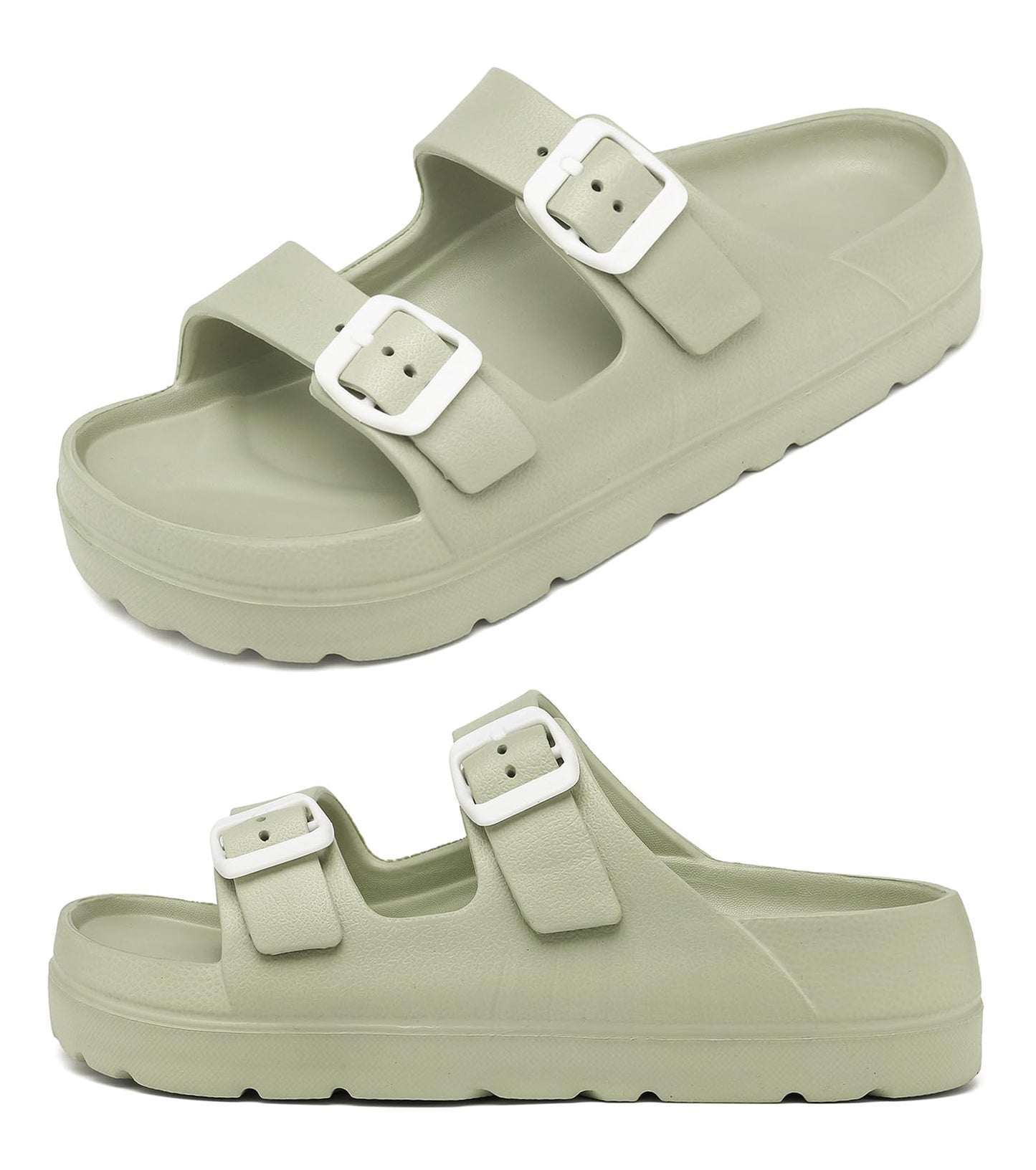 Womens Platform Sandals with Arch Support, Adjustable Buckle Beach Sandal Woman Comfort Lightweight Ultra Cushion EVA Slides