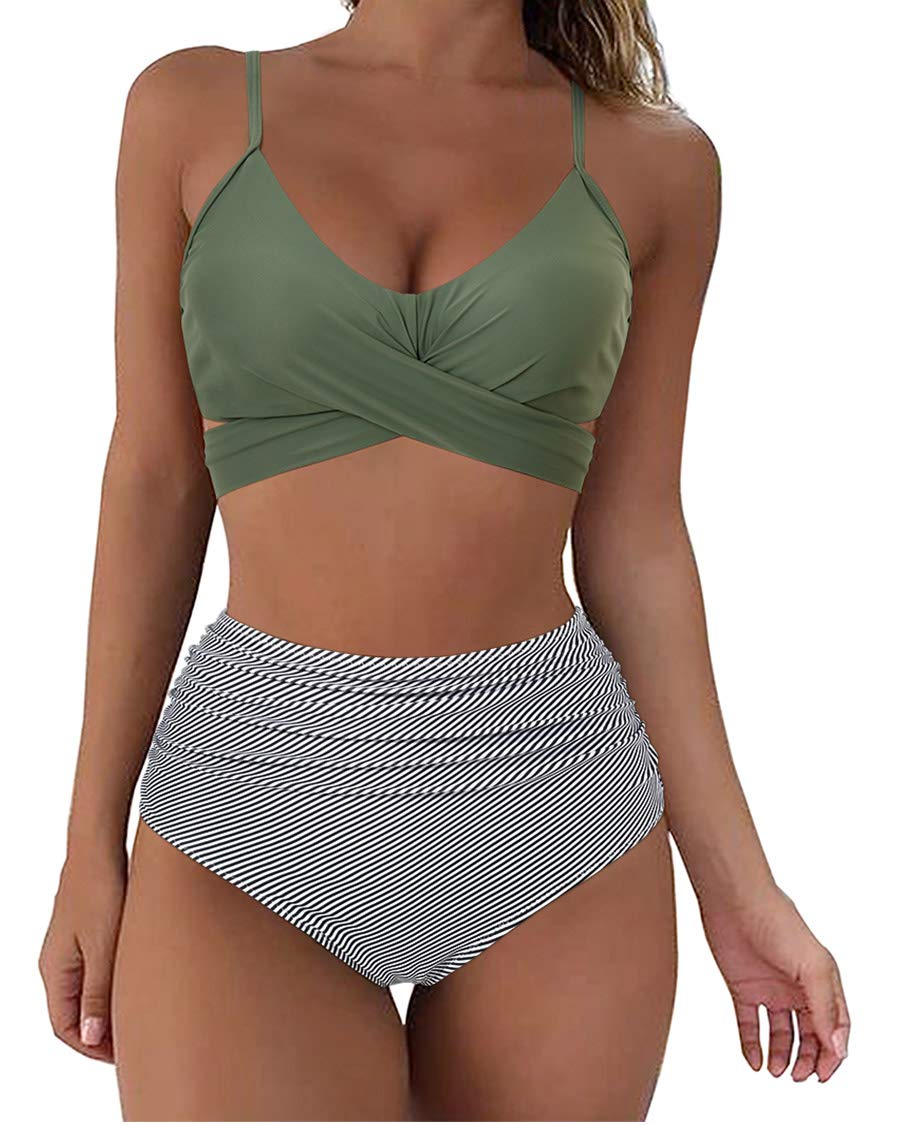 SUUKSESS Women Wrap Bikini Set Push Up High Waisted 2 Piece Swimsuits