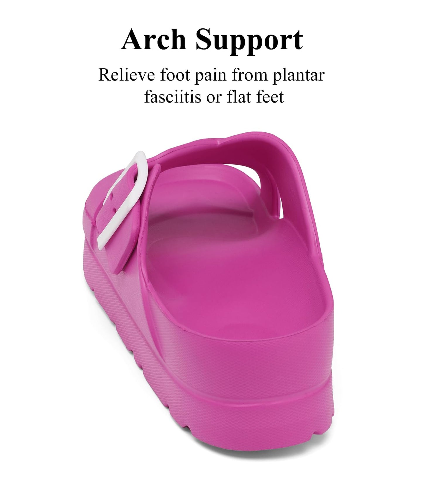 Womens Platform Sandals with Arch Support, Adjustable Buckle Beach Sandal Woman Comfort Lightweight Ultra Cushion EVA Slides