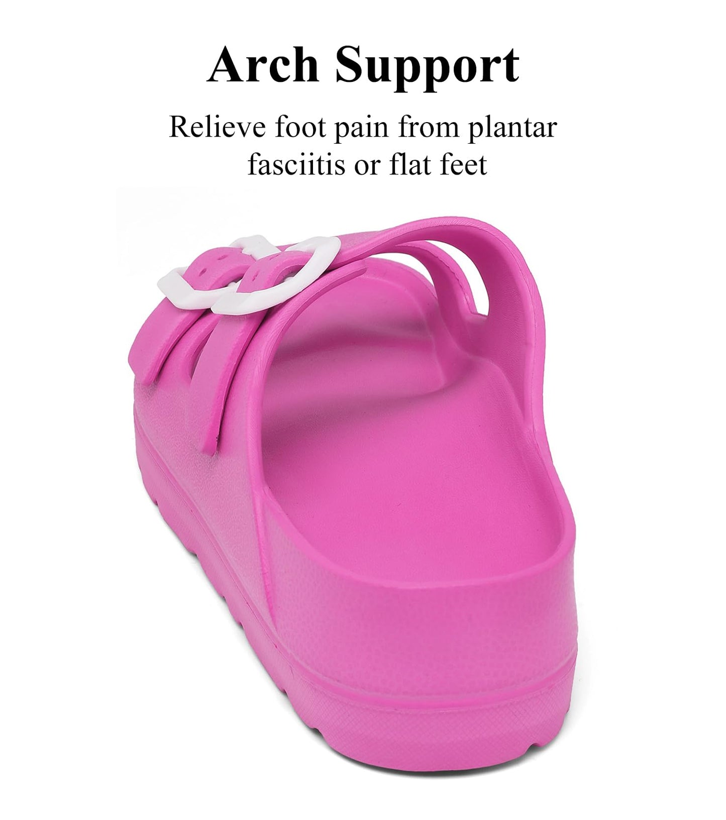 Womens Platform Sandals with Arch Support, Adjustable Buckle Beach Sandal Woman Comfort Lightweight Ultra Cushion EVA Slides