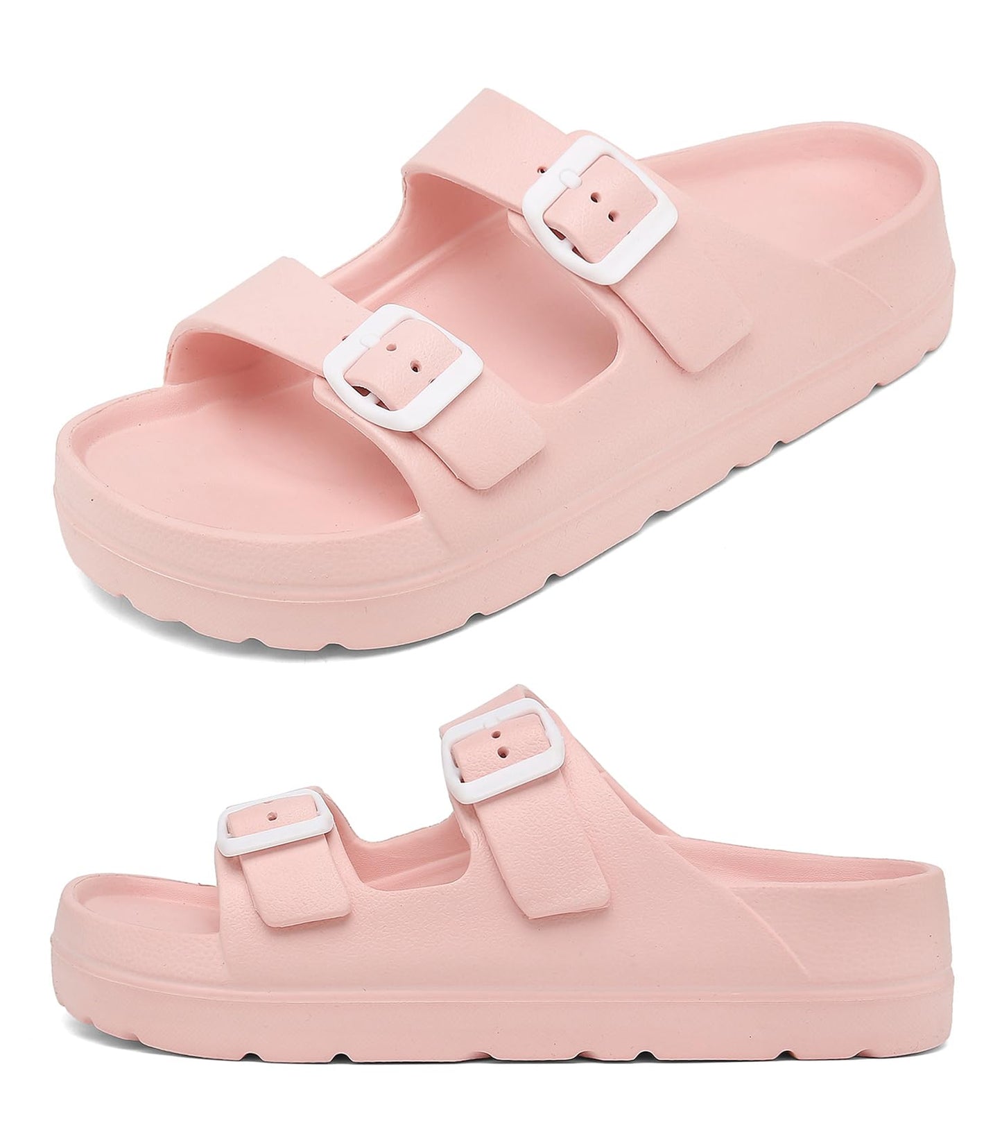 Womens Platform Sandals with Arch Support, Adjustable Buckle Beach Sandal Woman Comfort Lightweight Ultra Cushion EVA Slides