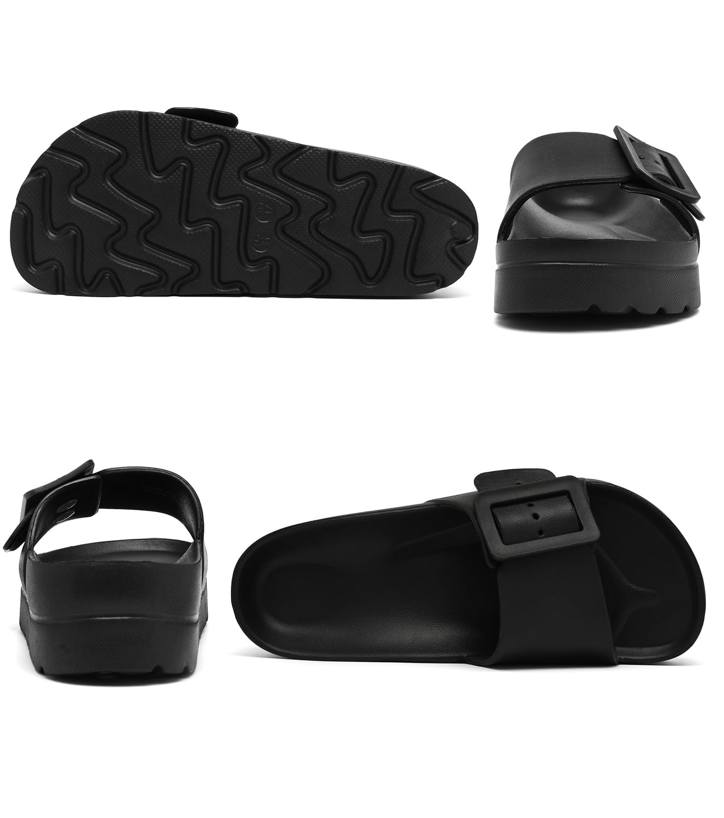 Womens Platform Sandals with Arch Support, Adjustable Buckle Beach Sandal Woman Comfort Lightweight Ultra Cushion EVA Slides