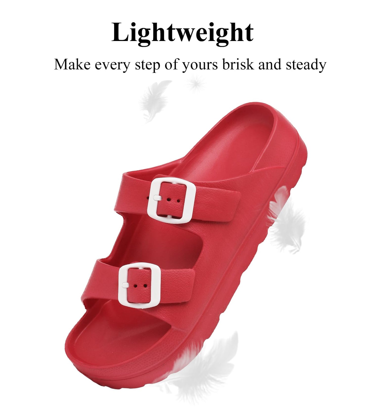 Womens Platform Sandals with Arch Support, Adjustable Buckle Beach Sandal Woman Comfort Lightweight Ultra Cushion EVA Slides