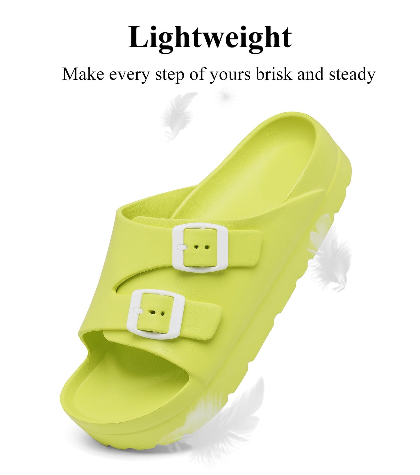 Womens Platform Sandals with Arch Support, Adjustable Buckle Beach Sandal Woman Comfort Lightweight Ultra Cushion EVA Slides