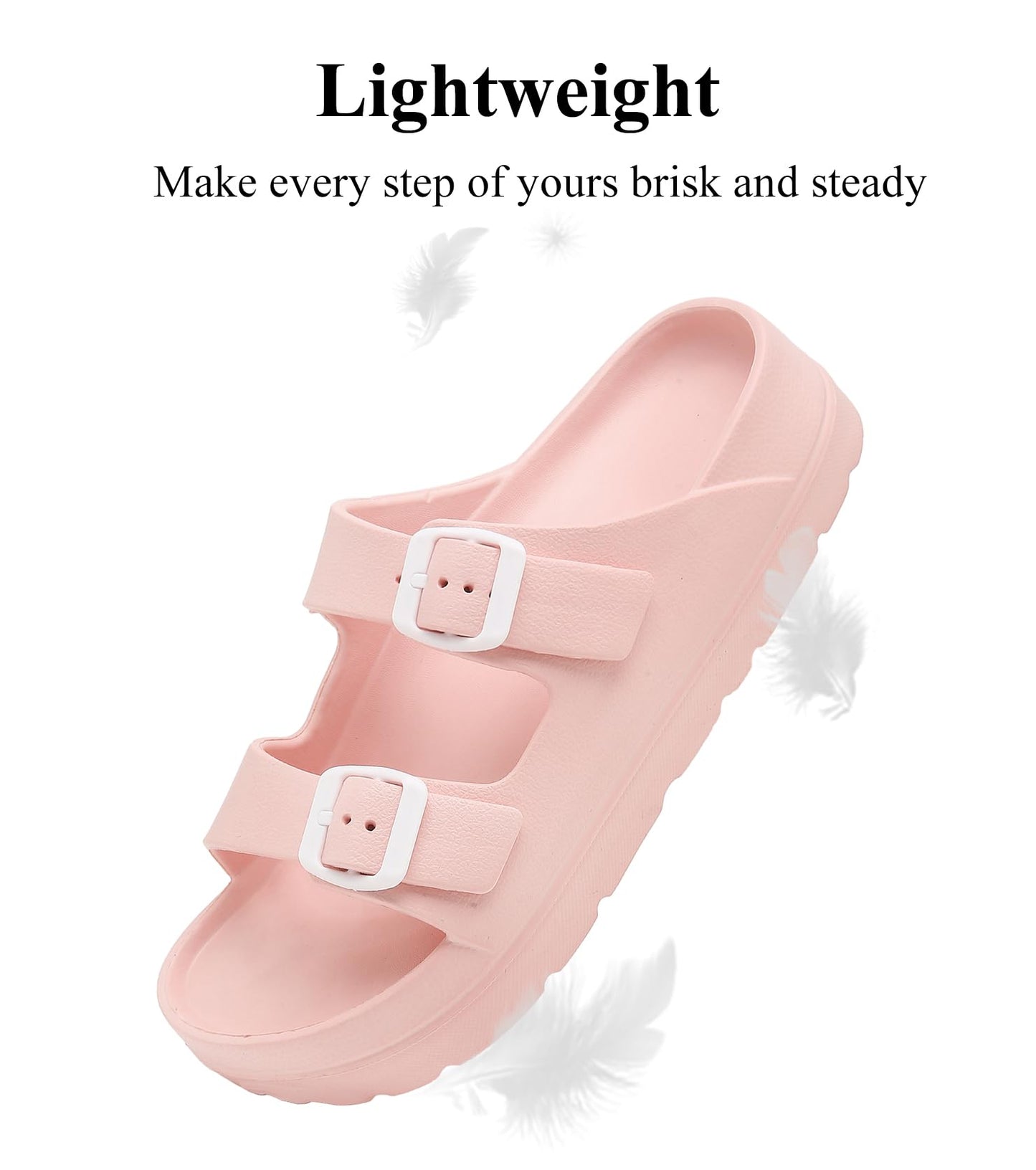 Womens Platform Sandals with Arch Support, Adjustable Buckle Beach Sandal Woman Comfort Lightweight Ultra Cushion EVA Slides