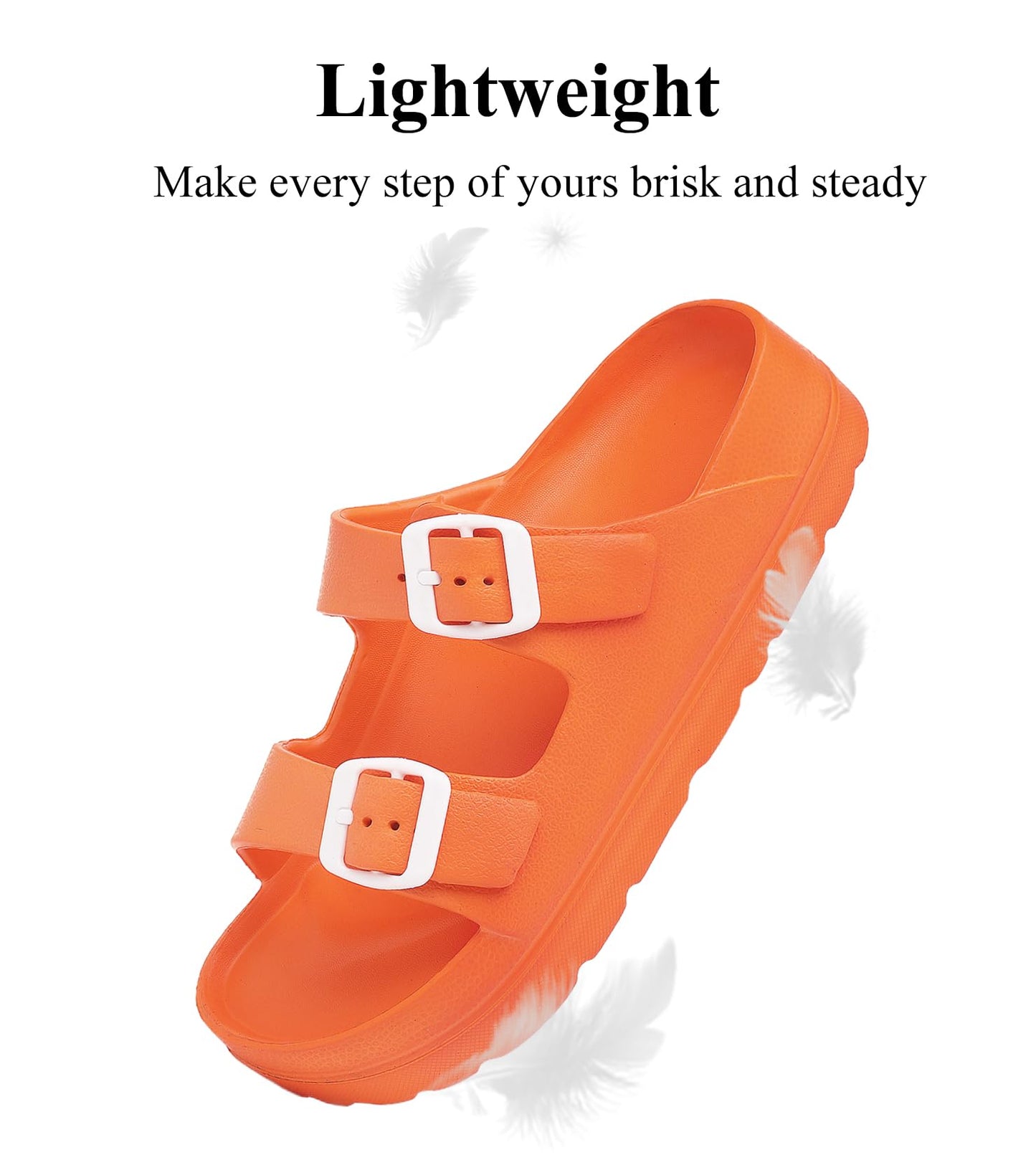 Womens Platform Sandals with Arch Support, Adjustable Buckle Beach Sandal Woman Comfort Lightweight Ultra Cushion EVA Slides