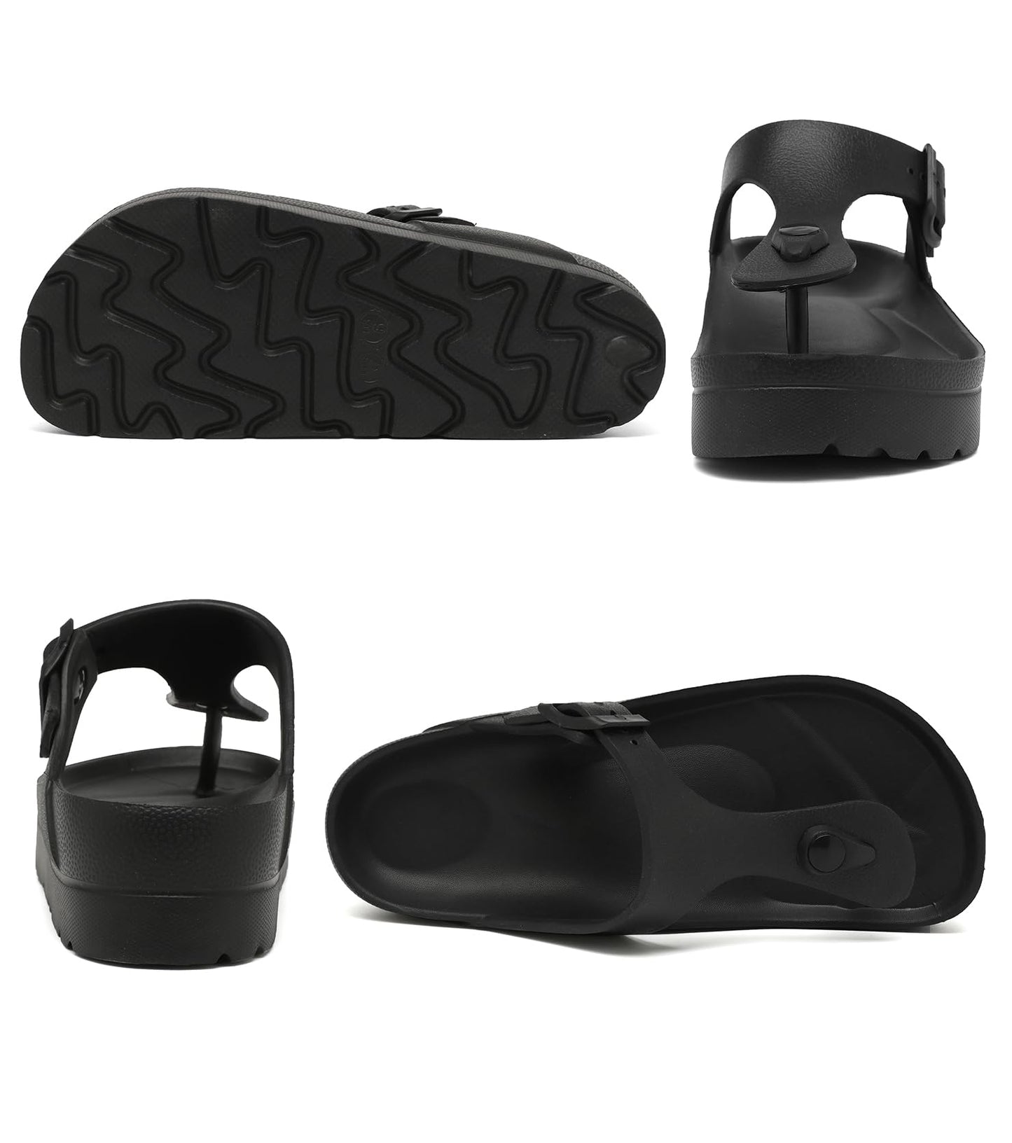 Womens Platform Sandals with Arch Support, Adjustable Buckle Beach Sandal Woman Comfort Lightweight Ultra Cushion EVA Slides