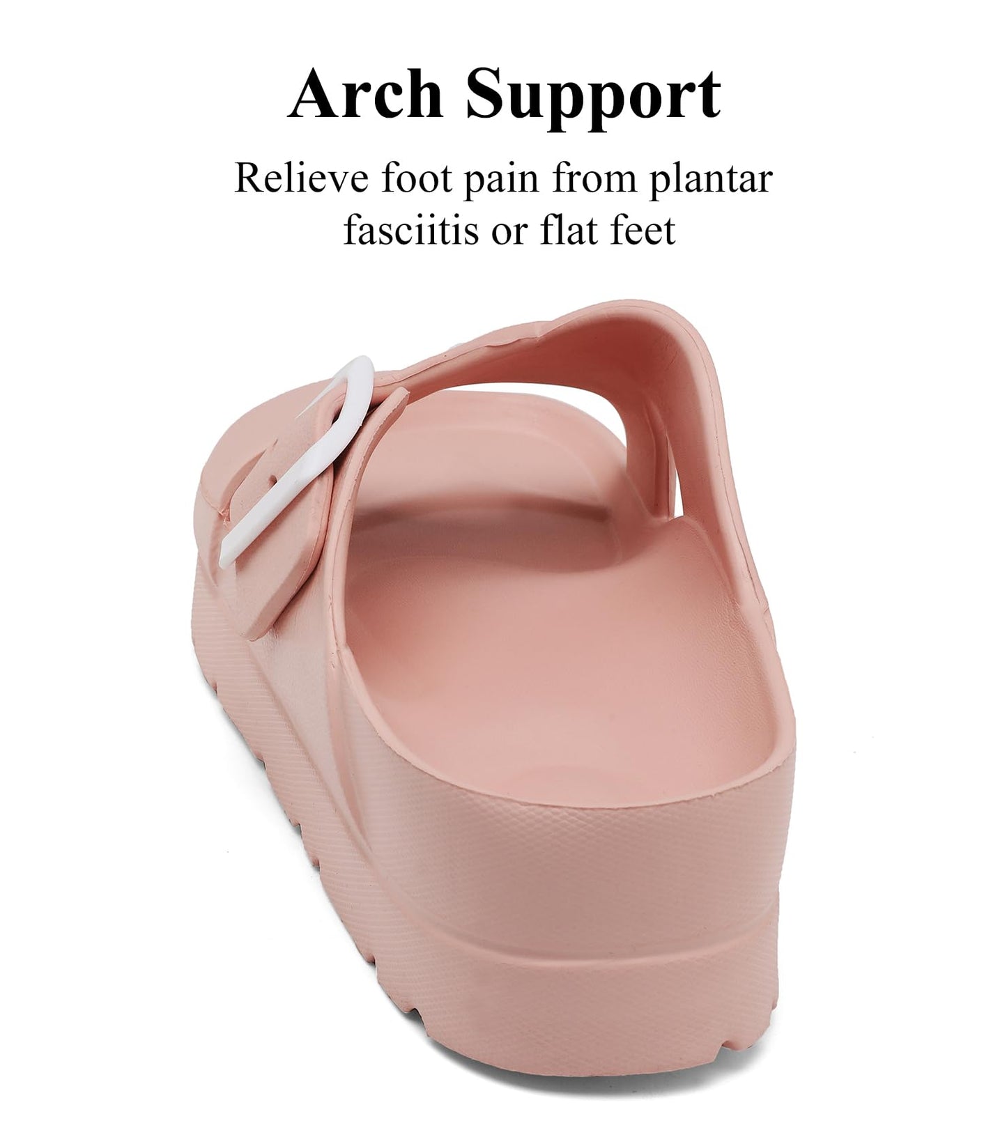 Womens Platform Sandals with Arch Support, Adjustable Buckle Beach Sandal Woman Comfort Lightweight Ultra Cushion EVA Slides