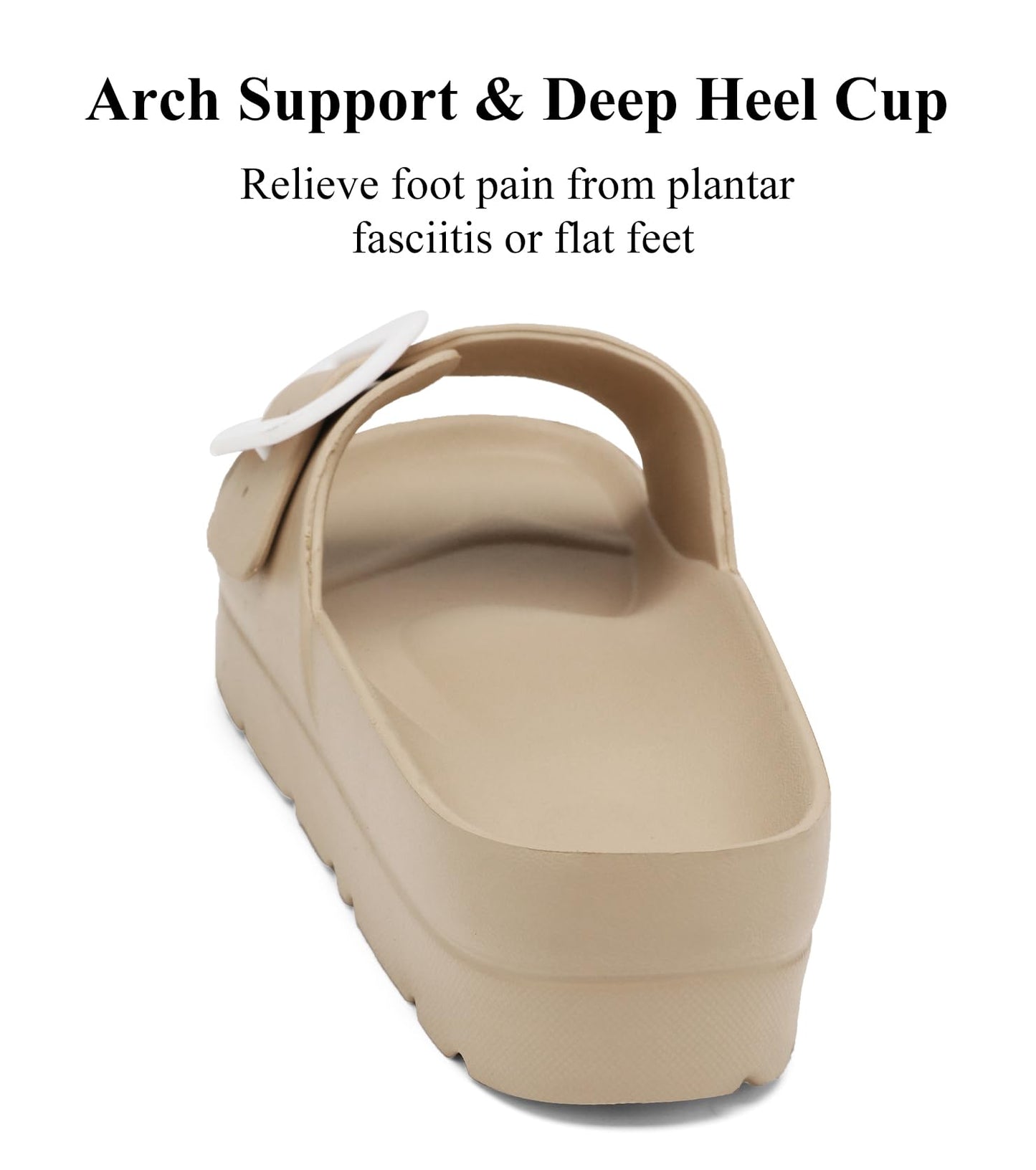 Womens Platform Sandals with Arch Support, Adjustable Buckle Beach Sandal Woman Comfort Lightweight Ultra Cushion EVA Slides