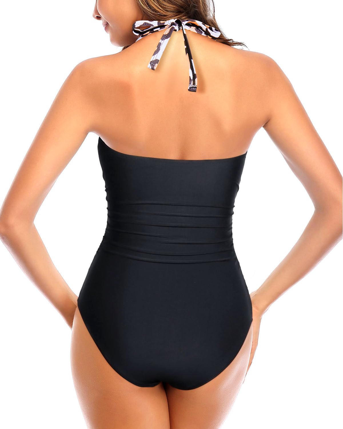 Tempt Me Women Sexy Cutout One Piece Swimsuits Tummy Control High Waisted Halter Front Tie Knot Bathing Suit