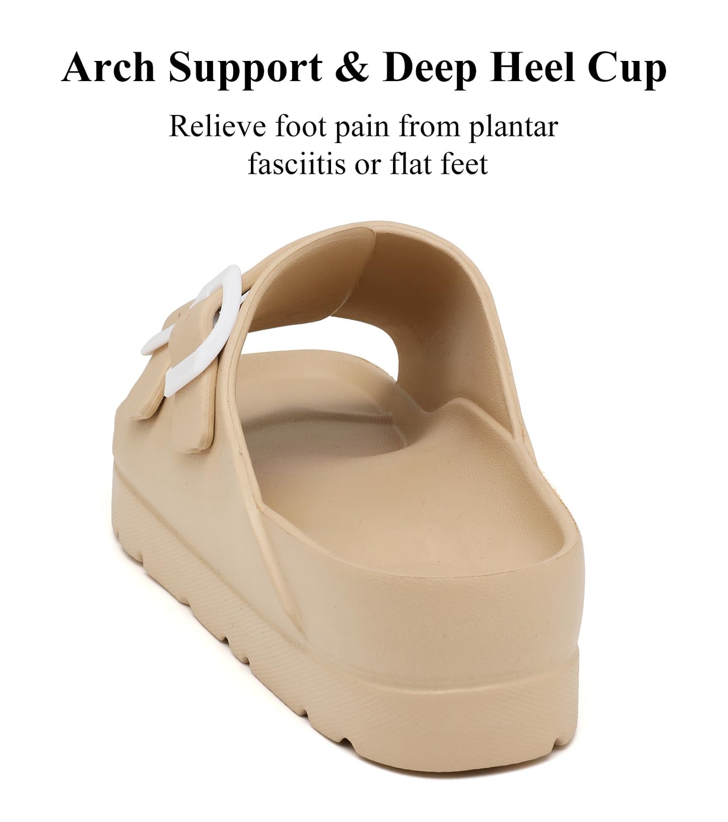 Womens Platform Sandals with Arch Support, Adjustable Buckle Beach Sandal Woman Comfort Lightweight Ultra Cushion EVA Slides